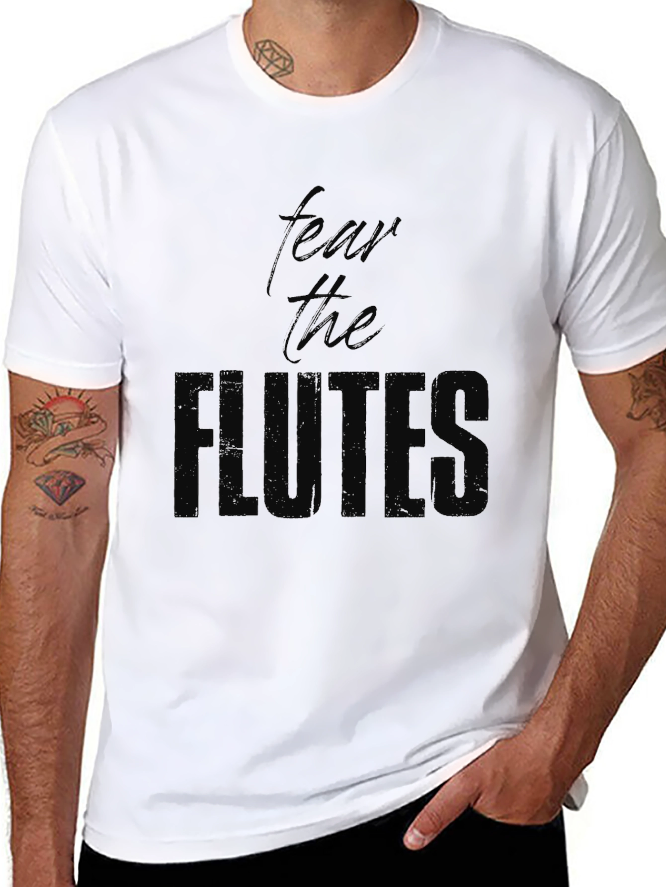 Black Fear The Flute T-Shirt - Black Cotton Tee view 8