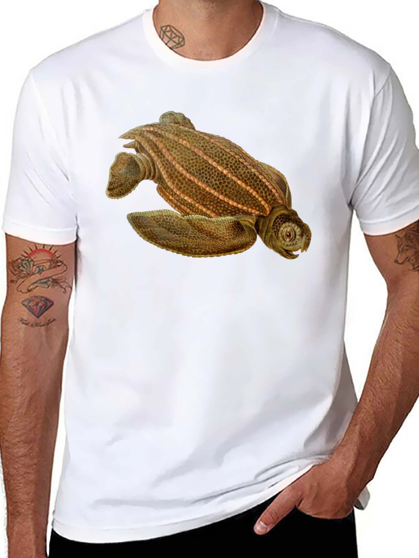 Black Sea Turtle Graphic Tee - Black Cotton Blend view 8