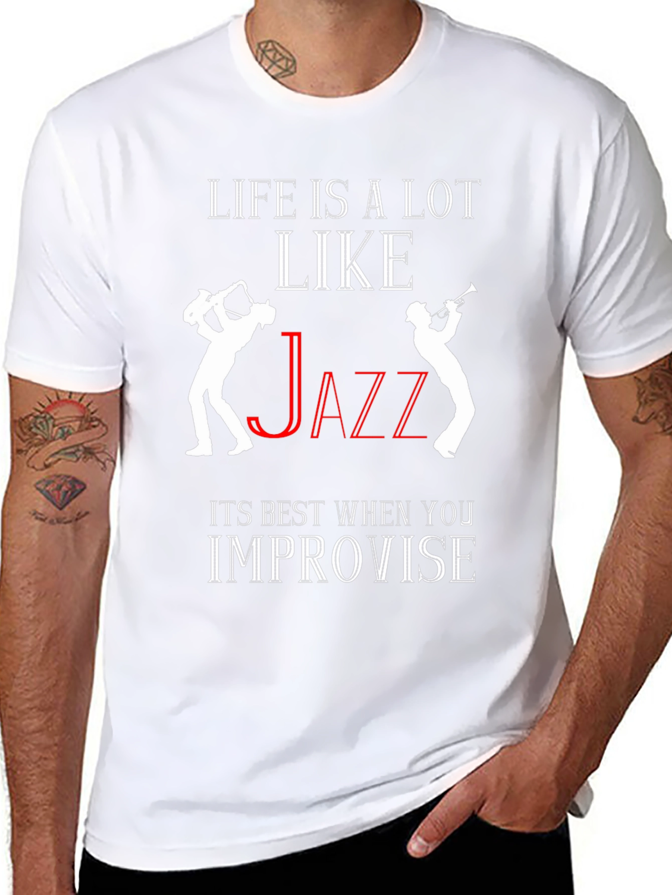 Black Life is Like Jazz T-Shirt - Improvise! view 8