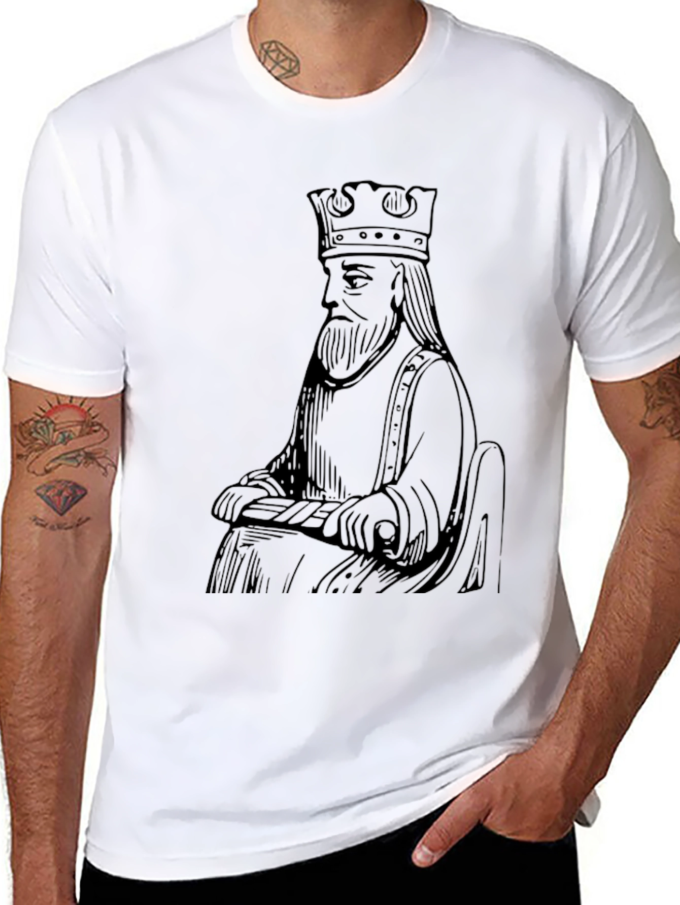 Black King Chess Piece Graphic T-Shirt - Black view 8