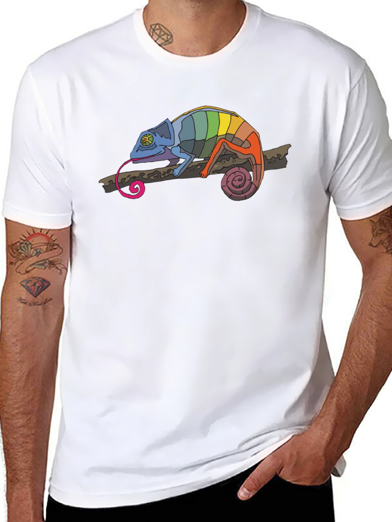 Black Rainbow Chameleon Black T-Shirt view 8