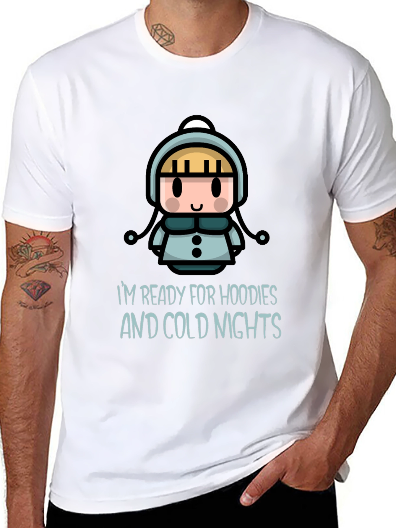 Black Ready for Hoodies T-Shirt Cute Winter Character view 8