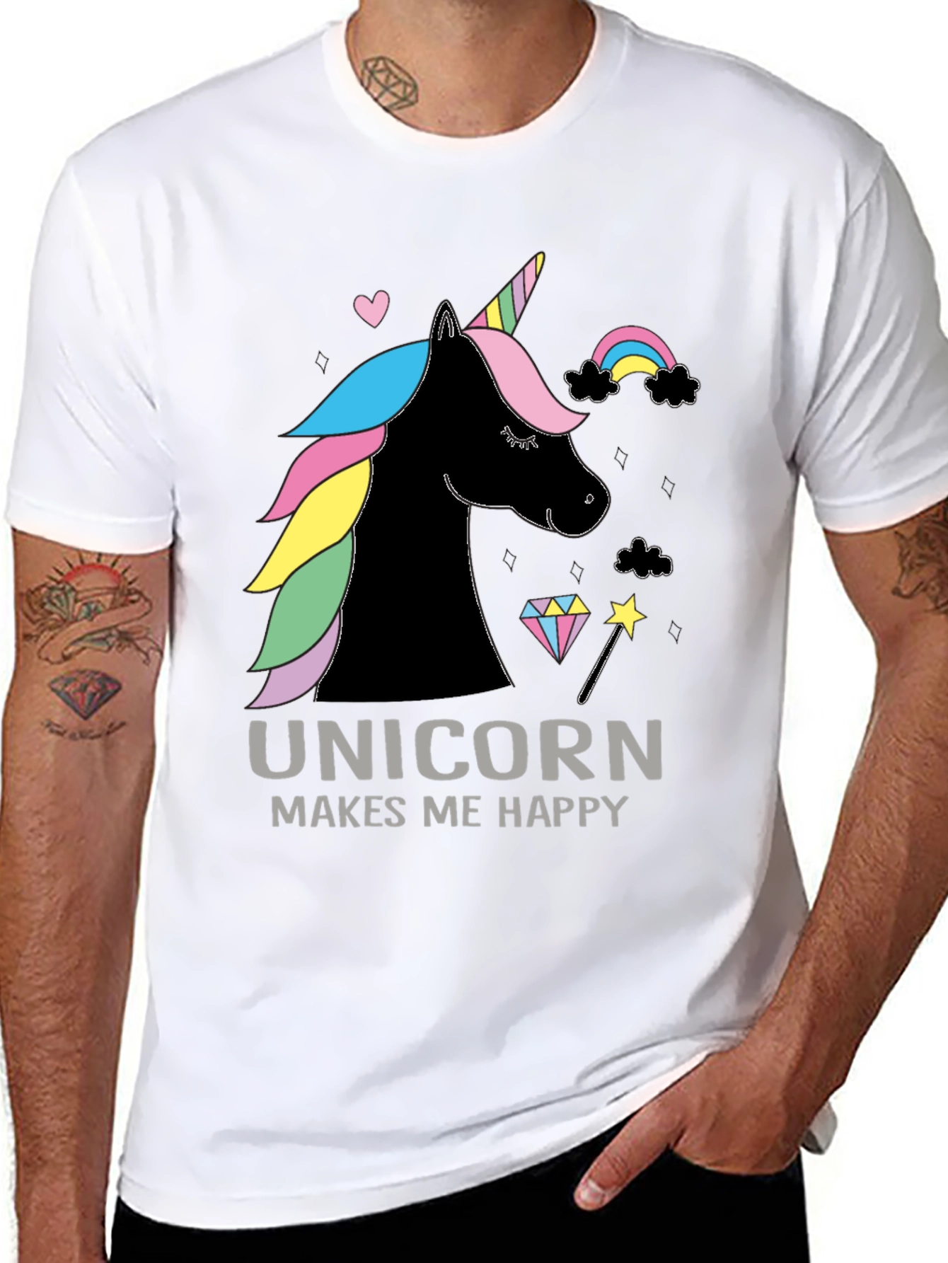 Black Unicorn Makes Me Happy Graphic Tee view 8
