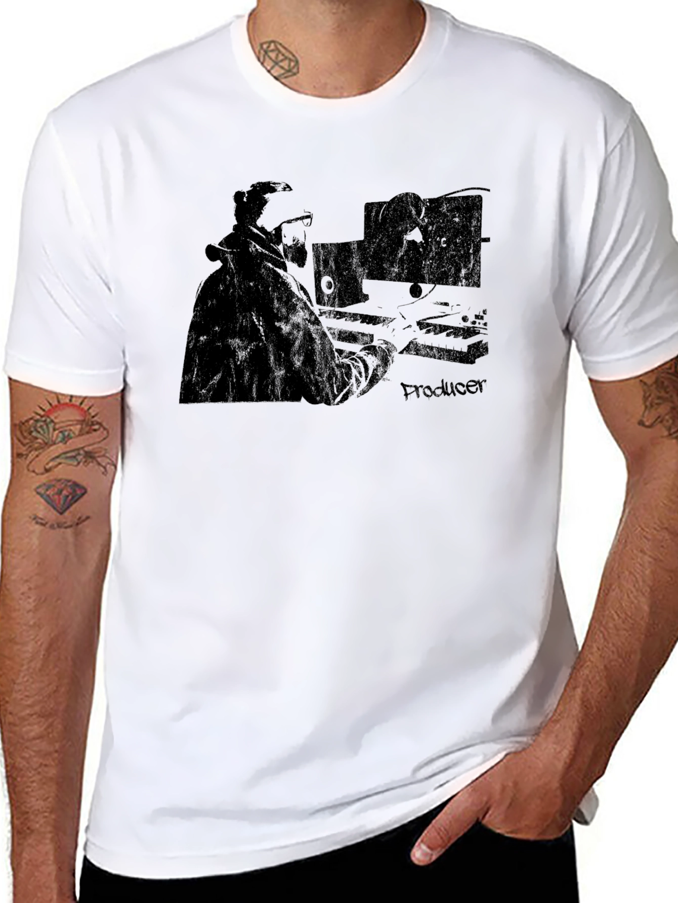 Black Producer Graphic T-Shirt - Black Music Studio Tee view 8