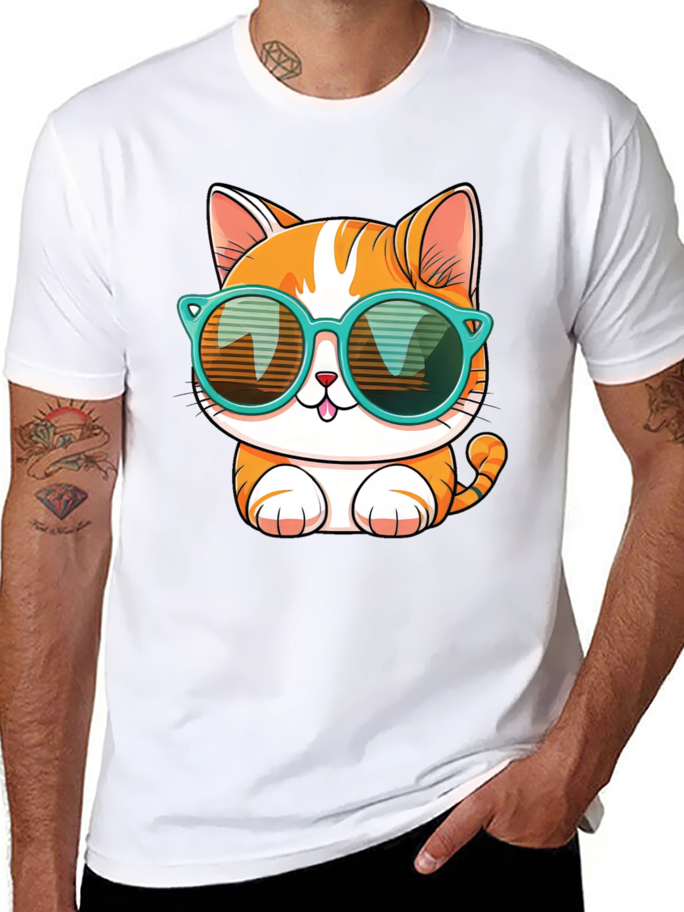 Black Cool Cat Graphic Tee view 8