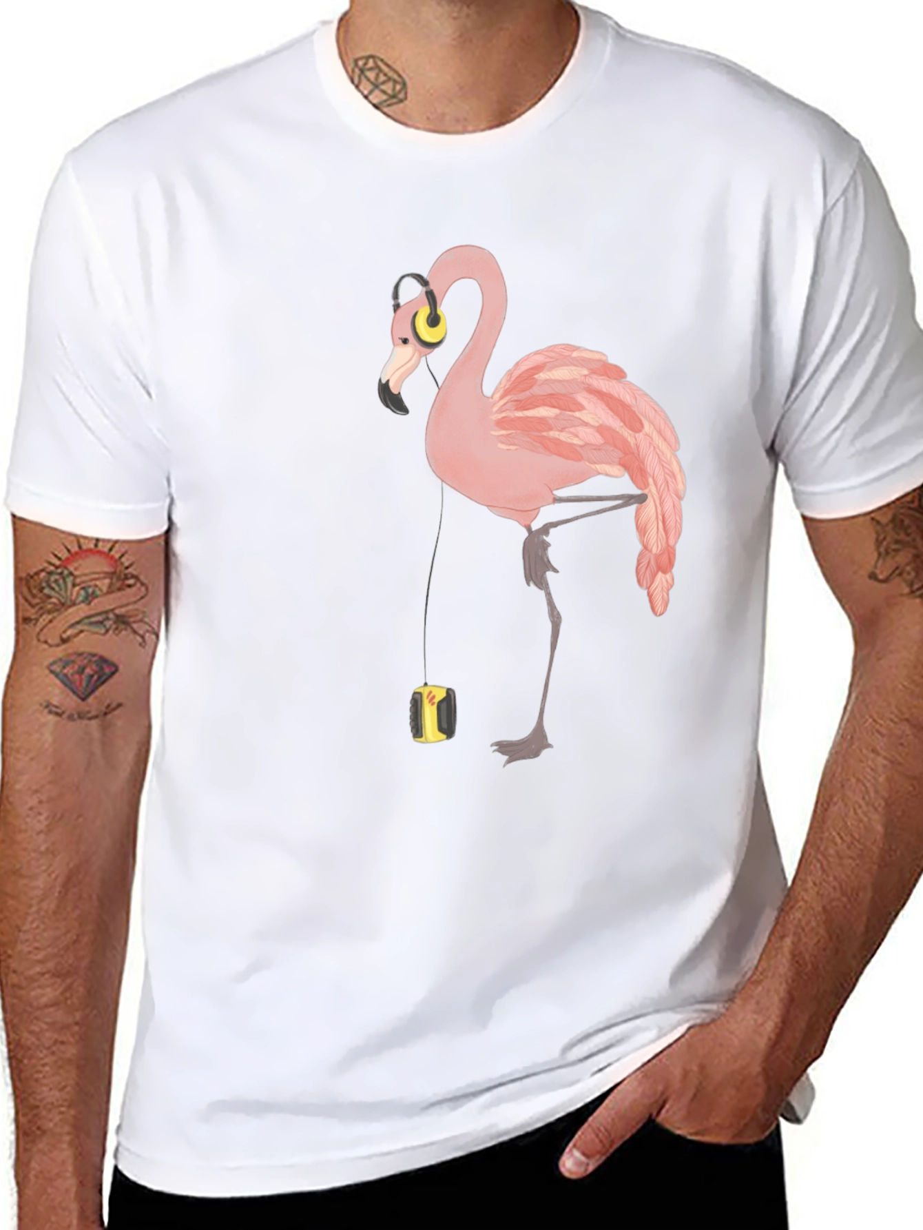 Black Flamingo Music Lover T-Shirt - Stylish Graphic Tee view 8