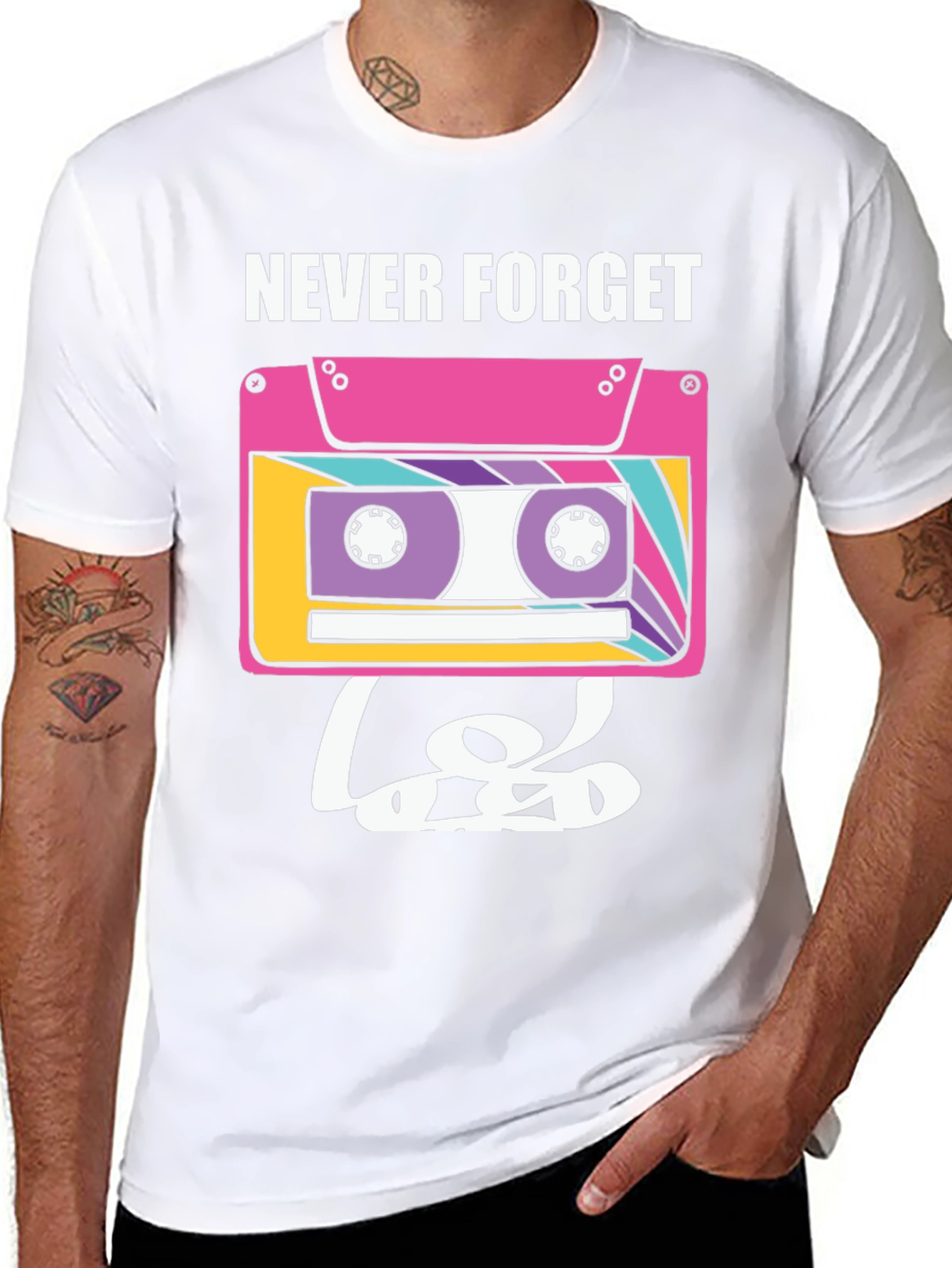Black Retro Cassette Tape Graphic Tee - Never Forget view 8