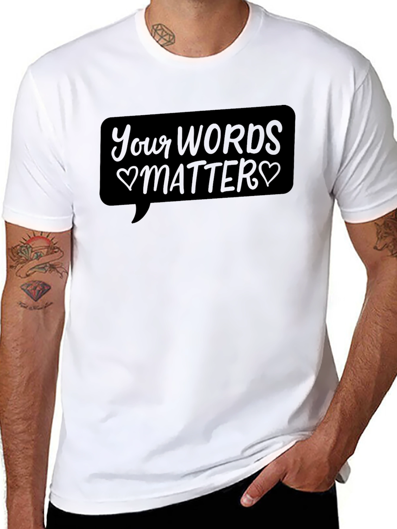 Black Your Words Matter Graphic Tee - Black view 8
