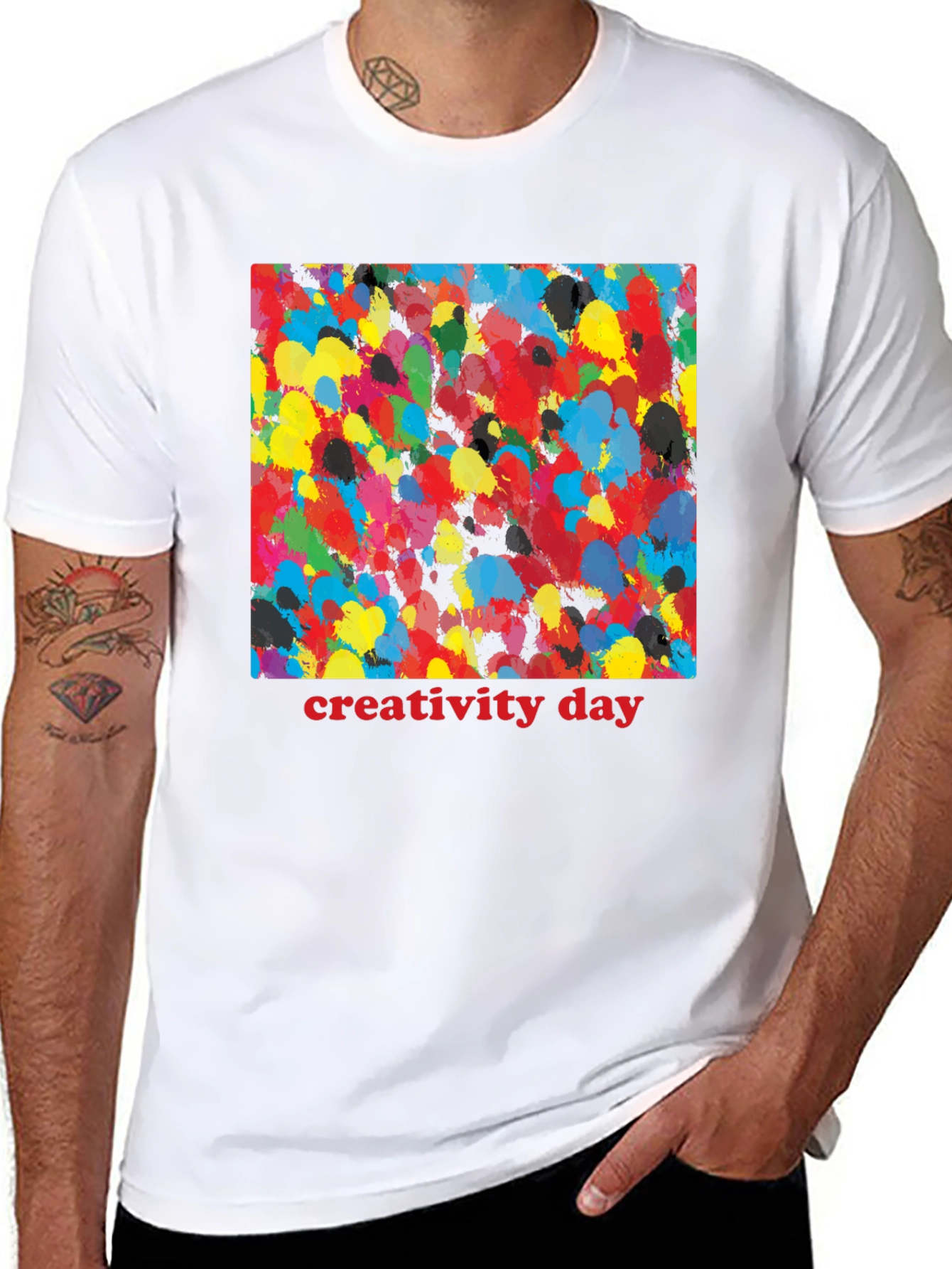 Black Creativity Day Splatter Art Black T-Shirt view 8