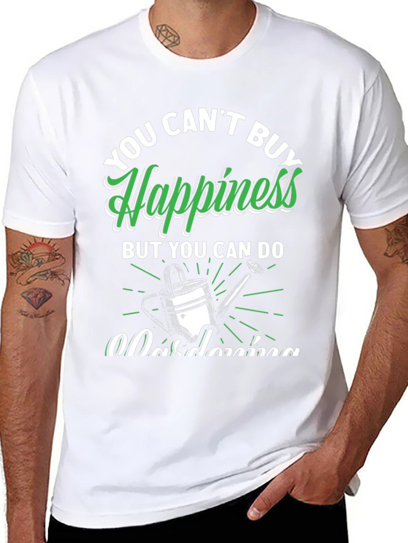 Black Gardening Happiness Graphic T-Shirt view 8
