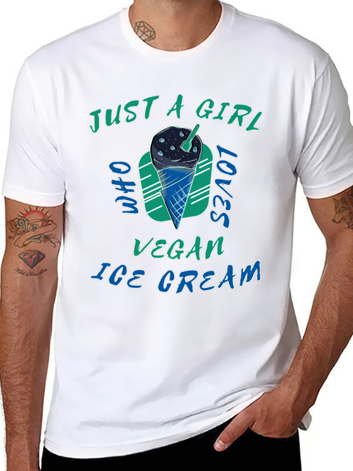 Black Vegan Ice Cream Lover T-Shirt view 8