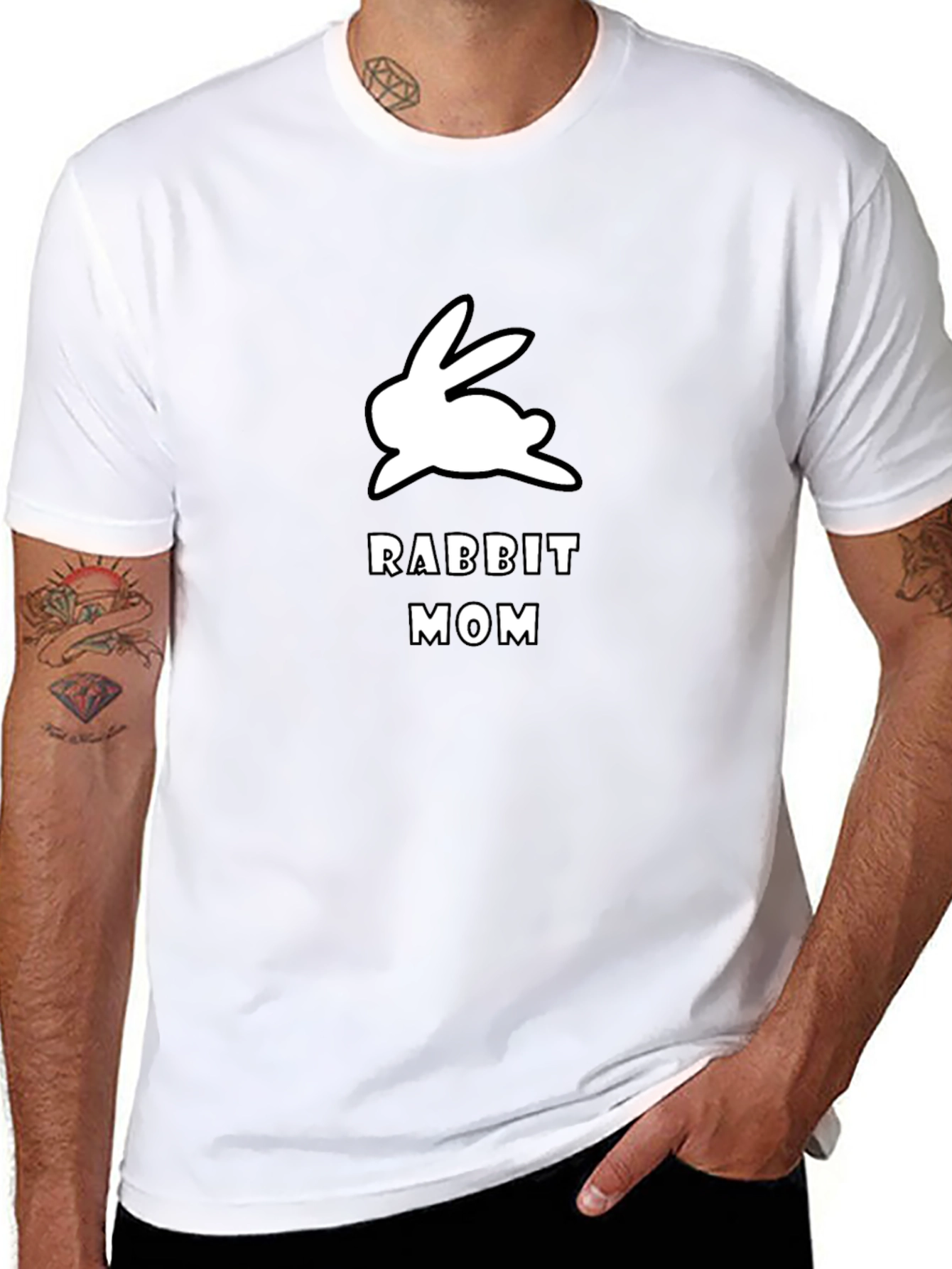 Black Rabbit Mom Graphic Tee - Black Cotton T-Shirt view 8