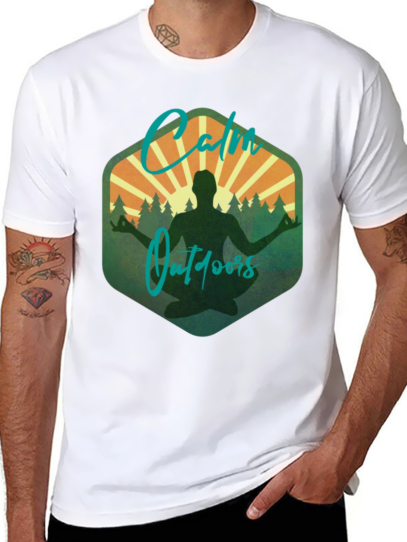 Black Calm Outdoors Graphic Tee - Meditation & Nature Shirt view 8