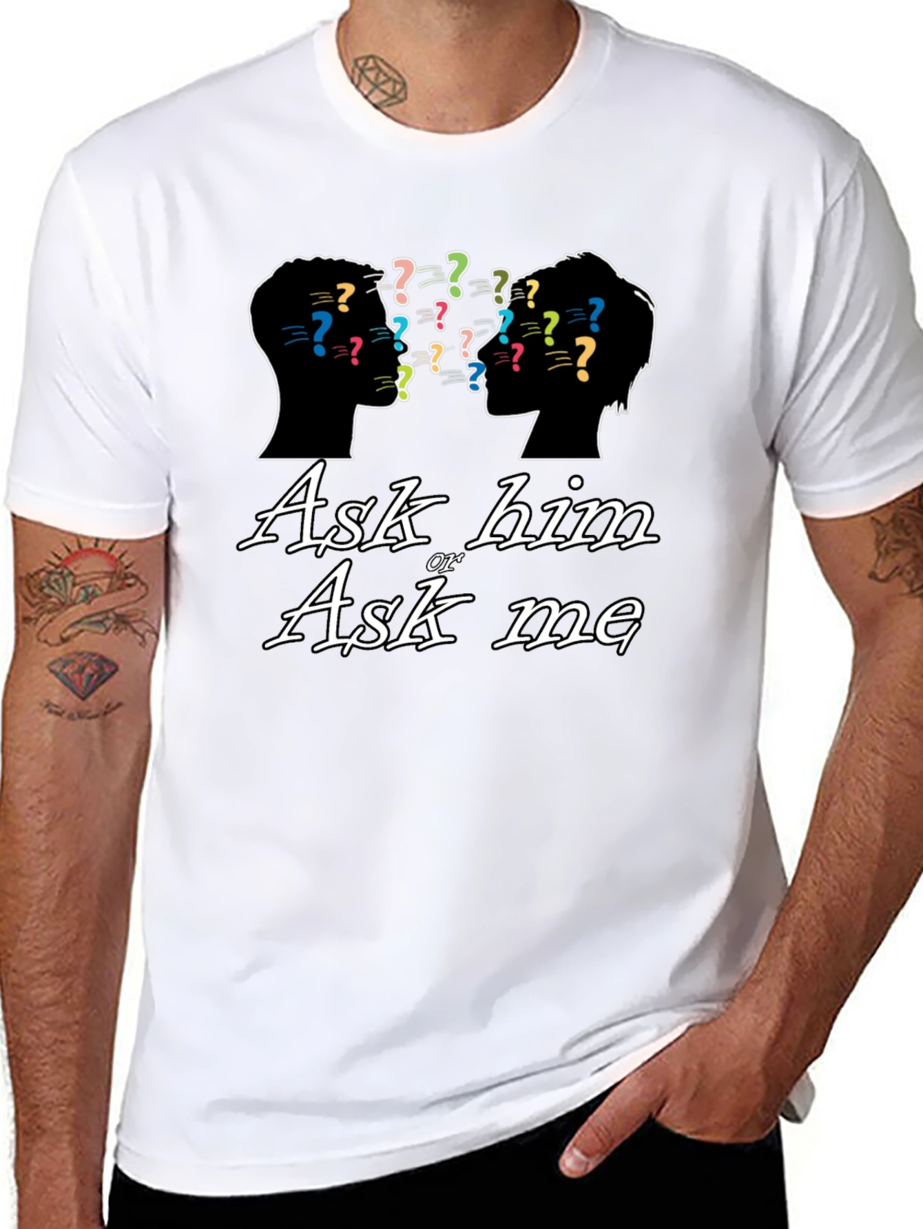Black Ask Him or Ask Me Graphic T-Shirt view 8