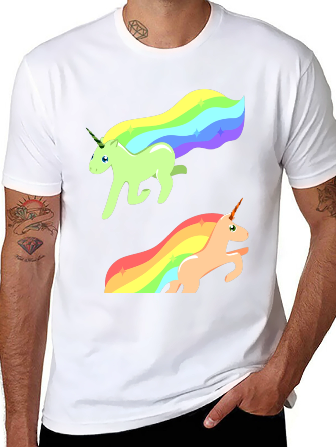 Rainbow Unicorn Graphic Tee - Black Cotton Blend - 8