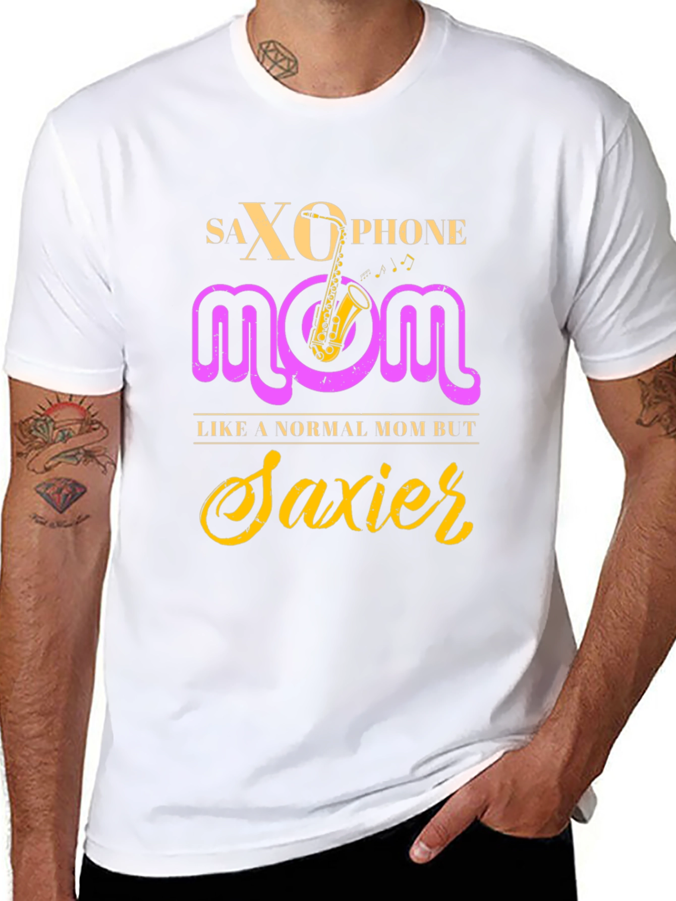 Black Saxophone Mom Graphic T-Shirt - Musician's Apparel view 8