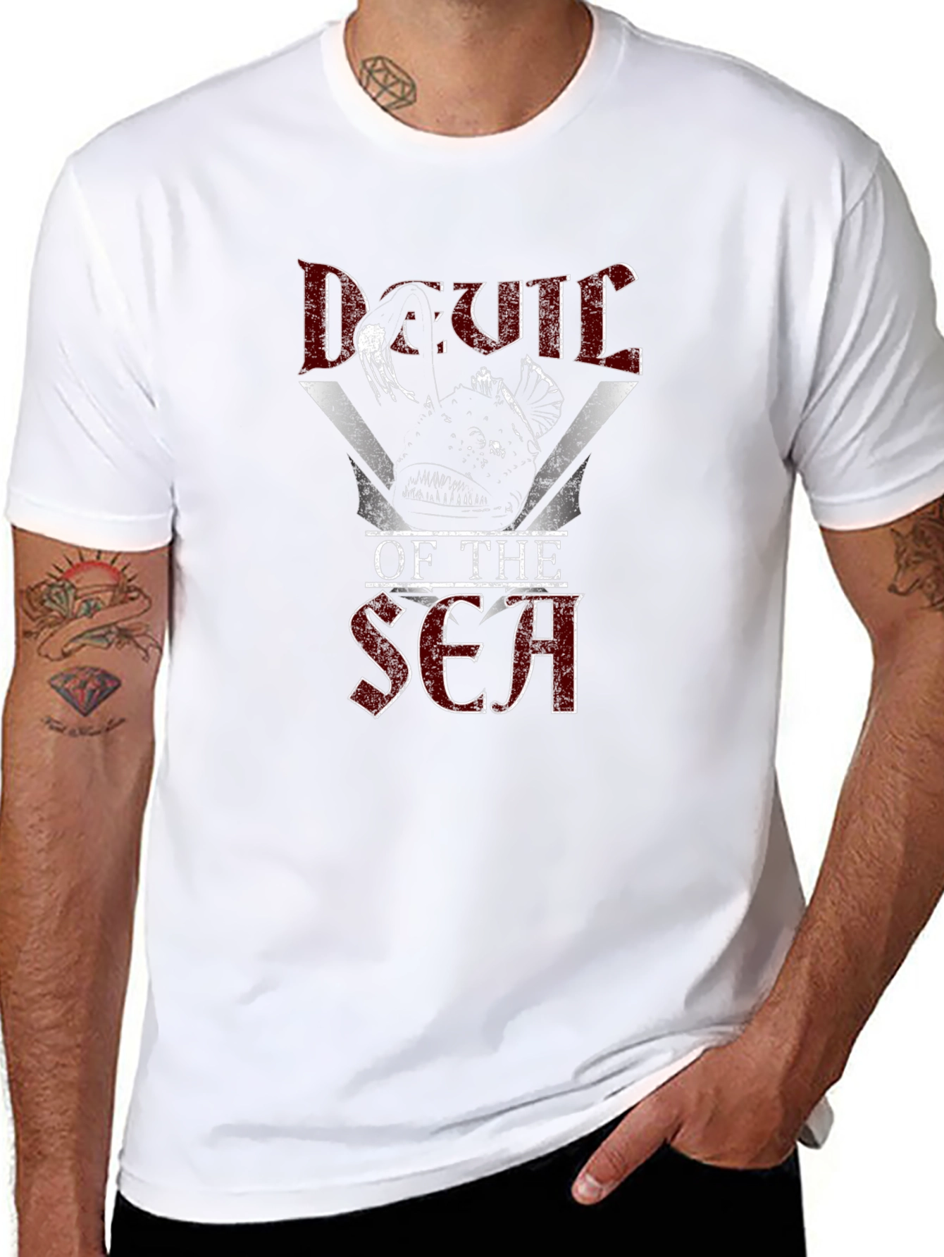 Black Devil of the Sea Graphic T-Shirt - Angler Fish Design view 8