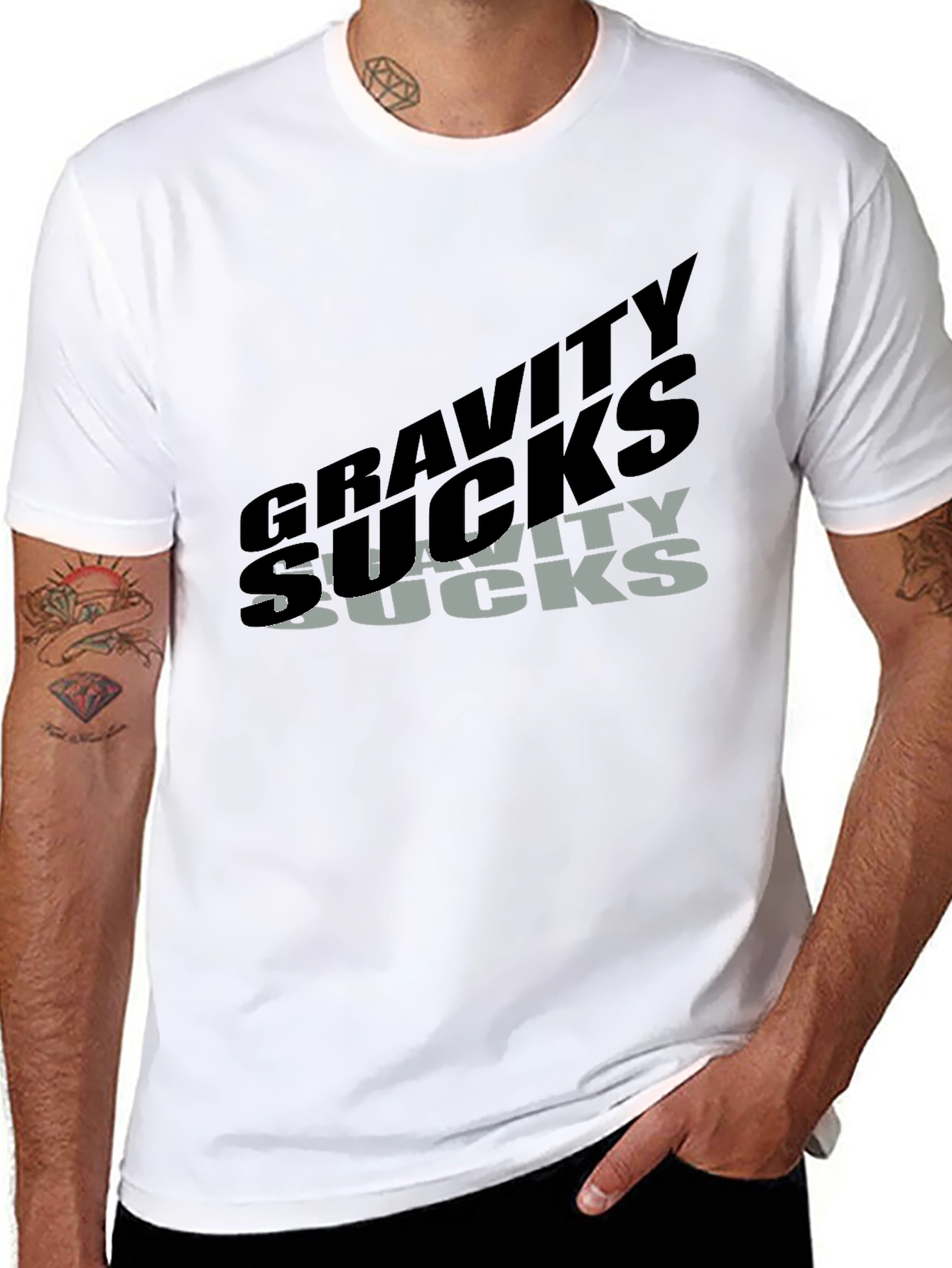 Black Gravity Sucks Graphic T-Shirt - Black view 8