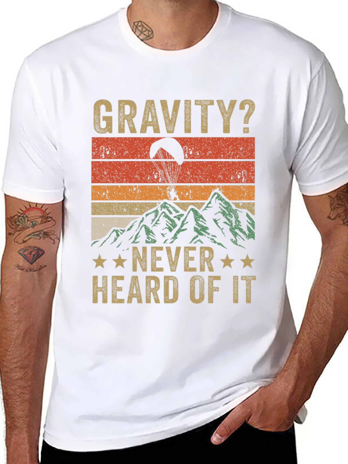 Black Gravity? Never Heard of It! Retro Paragliding T-Shirt view 8