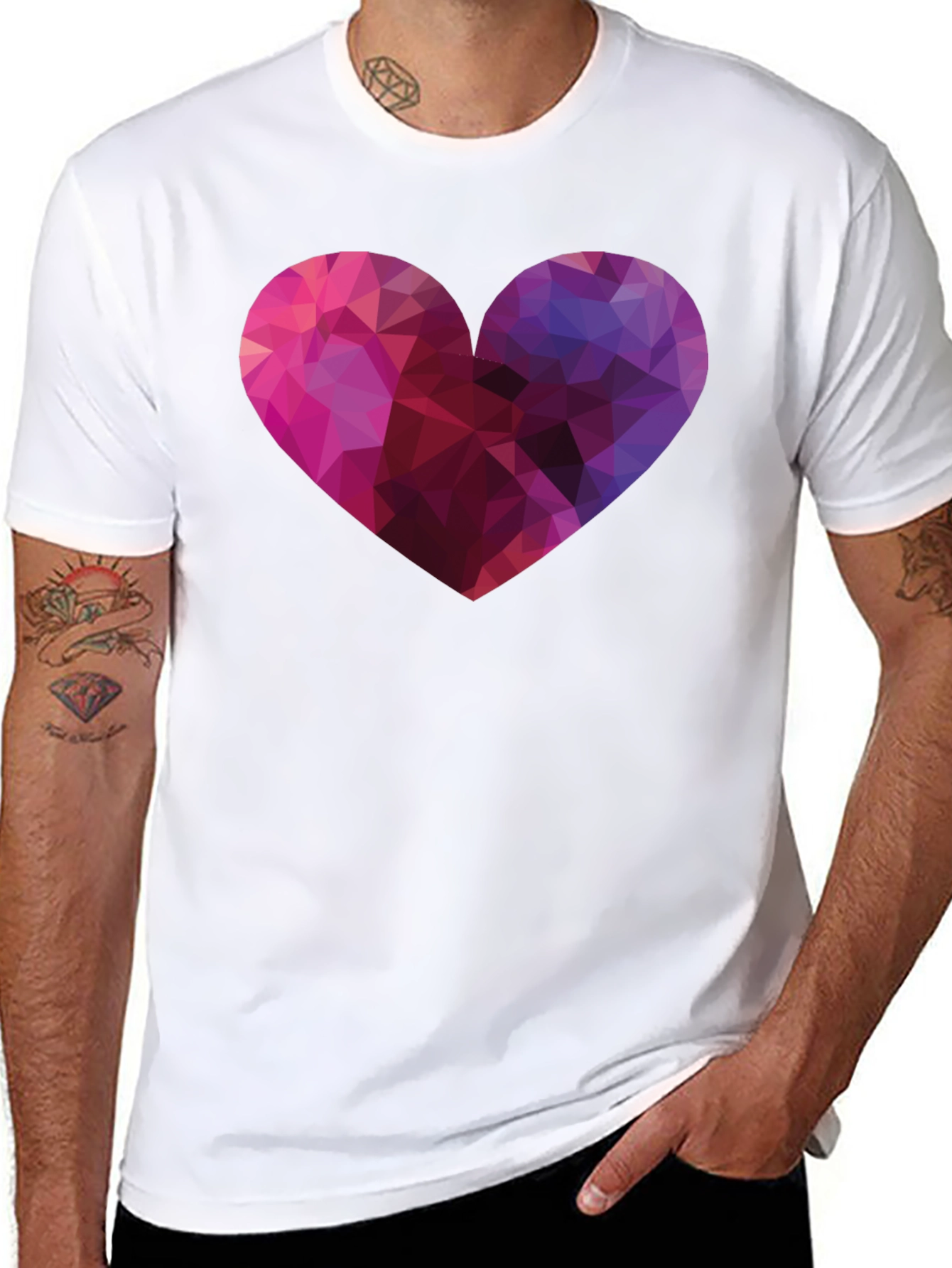 Geometric Heart Graphic Tee - Modern Style - 8