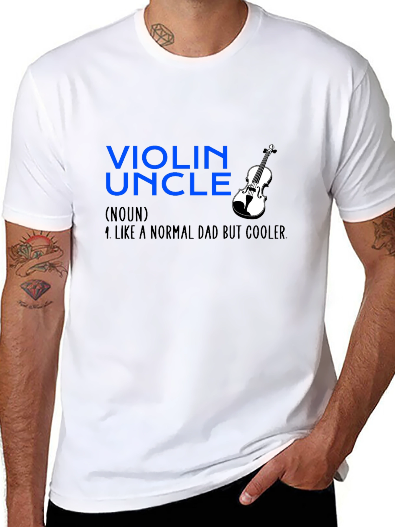 Black Violin Uncle T-Shirt - Like a Normal Dad But Cooler view 8