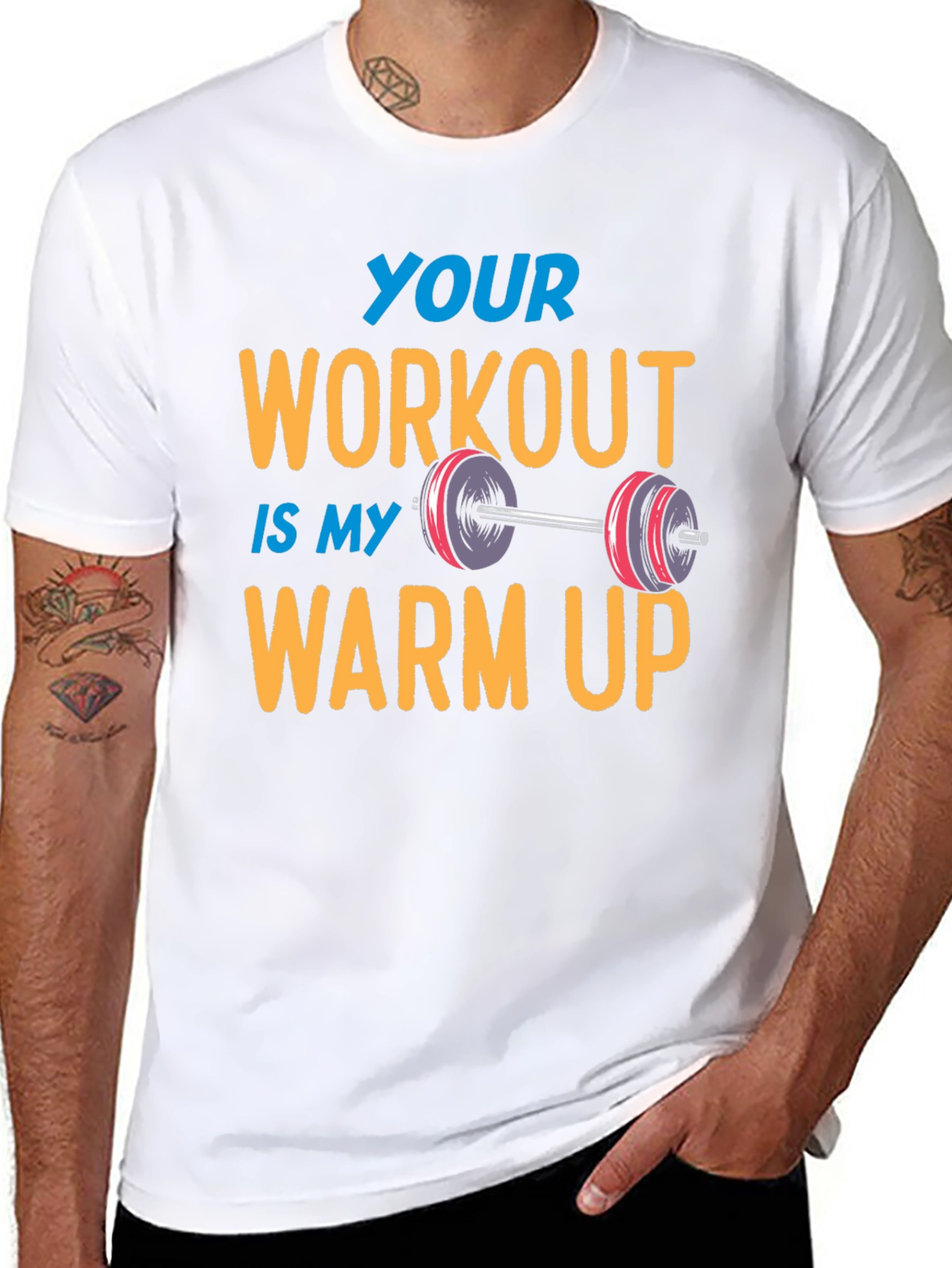 Black Workout Humor Tee: Your Workout is My Warm Up view 8