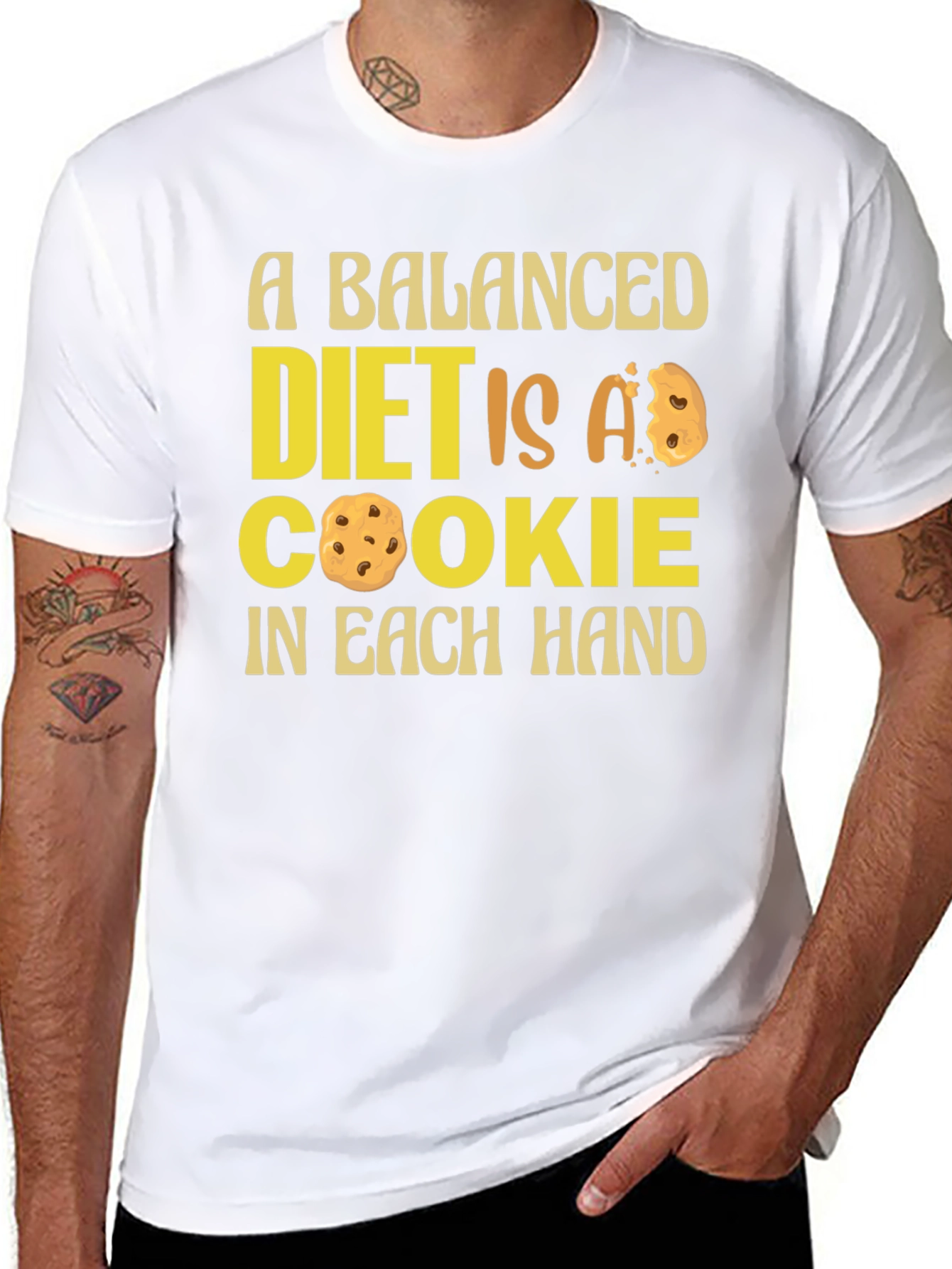 Black Balanced Diet Cookie T-Shirt - Funny Foodie Tee view 8