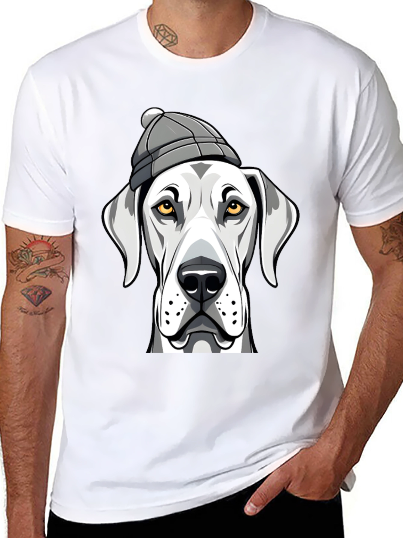 Black Dog with Beanie Graphic Tee - Trendy Pet Lover Shirt view 8