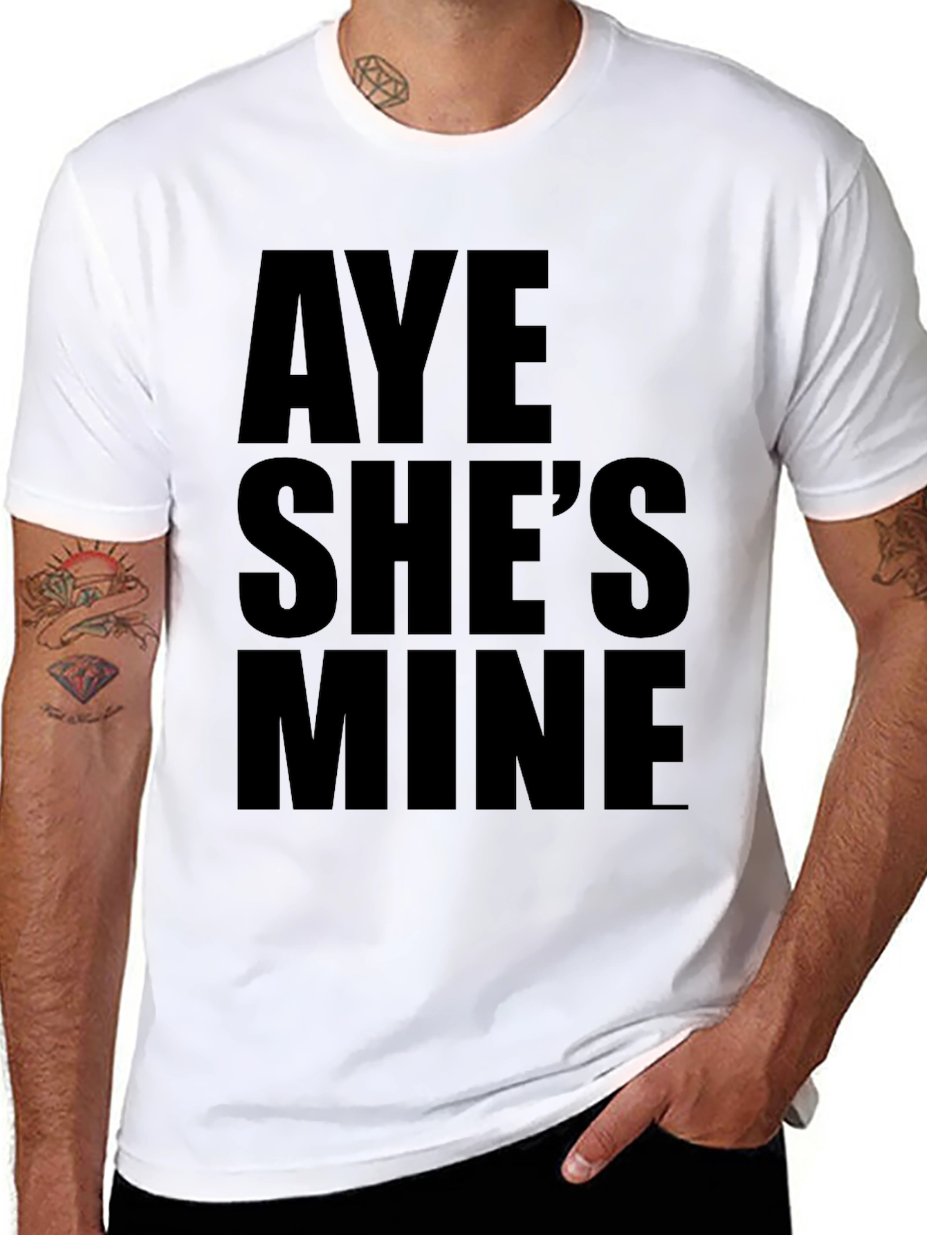 Black Aye She's Mine Black Graphic Tee view 8