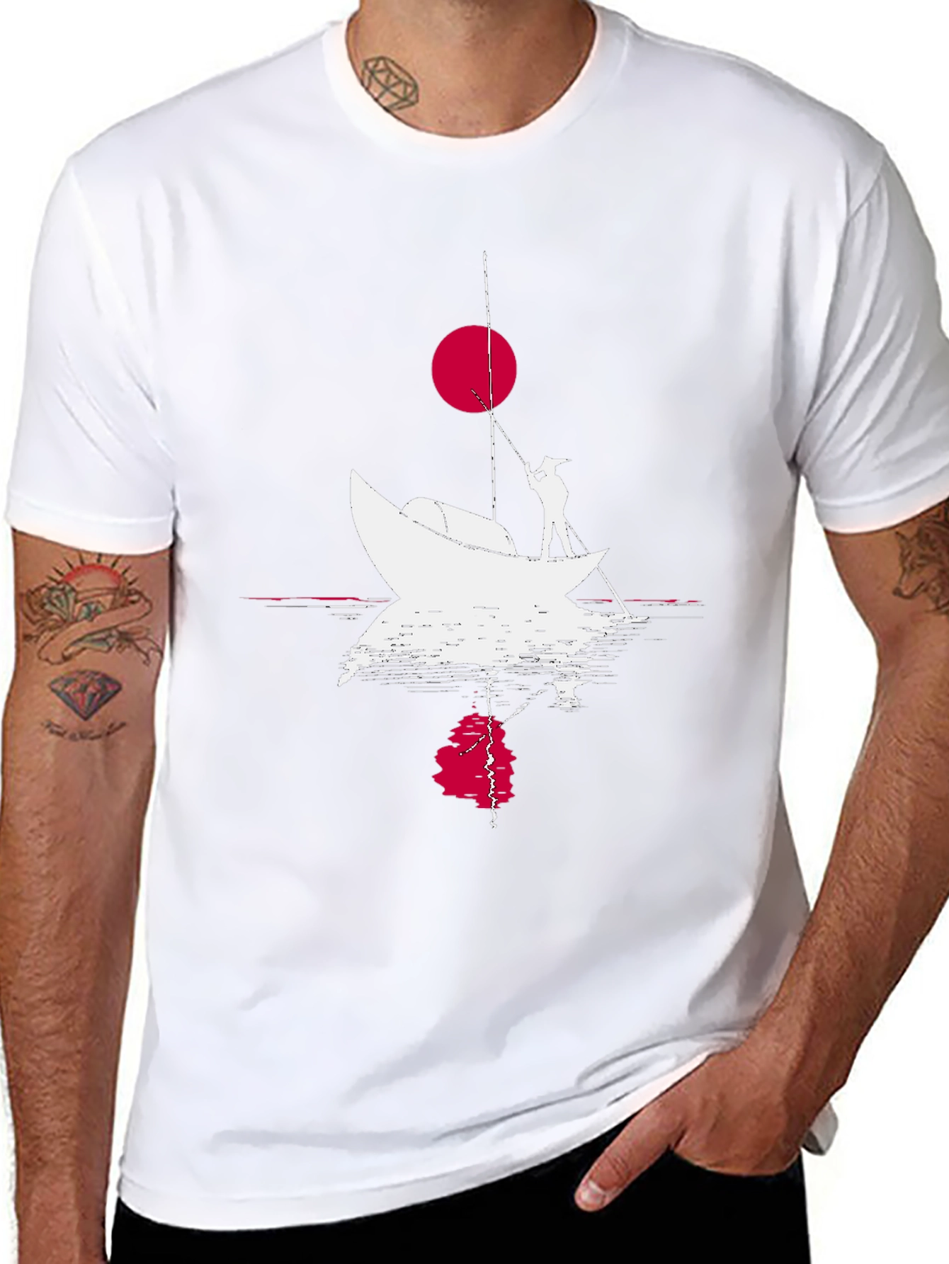 Black Fishing Boat Graphic Tee - Black Cotton T-Shirt view 8