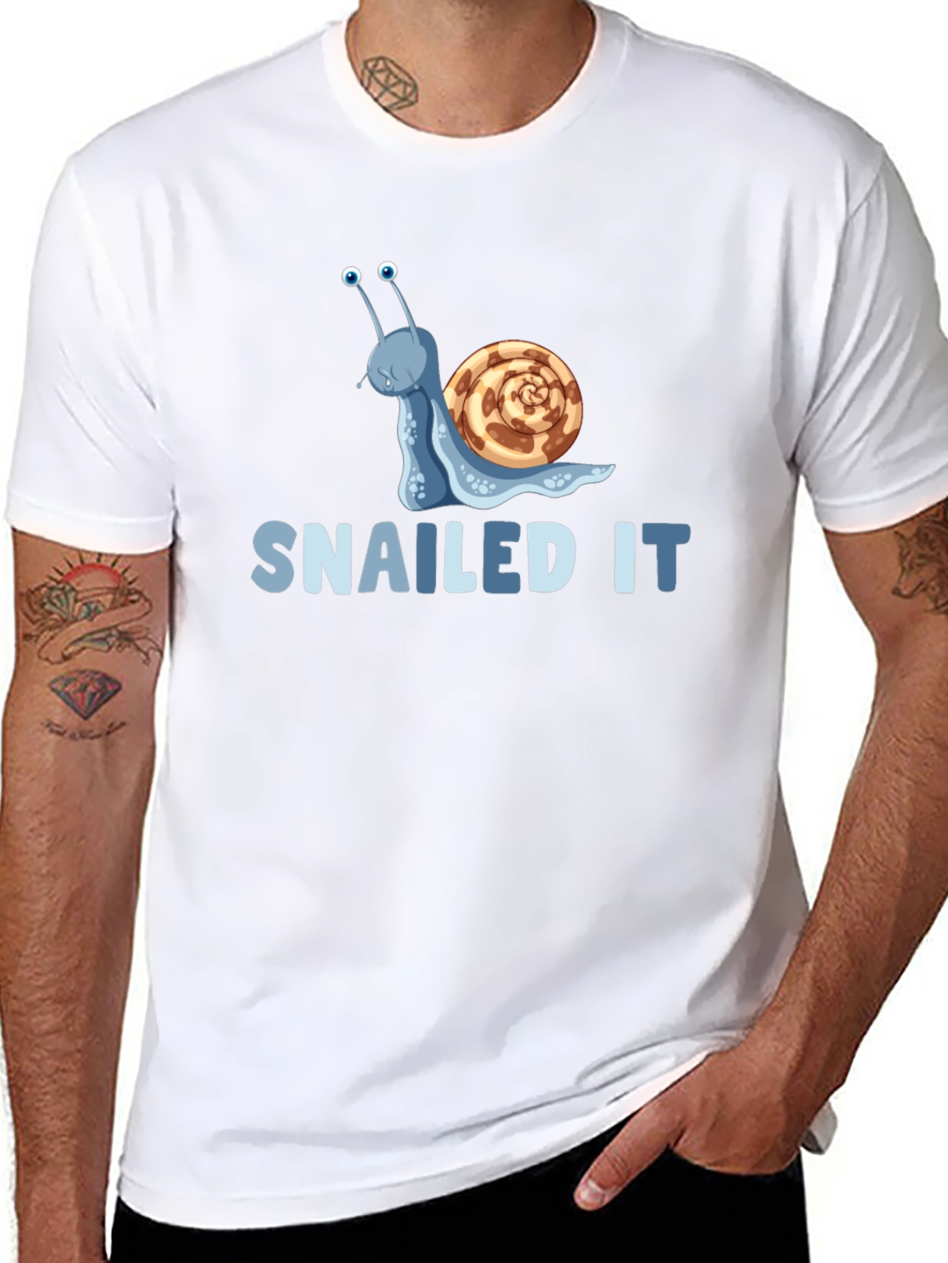Black Snailed It! Graphic T-Shirt - Fun Snail Pun view 8