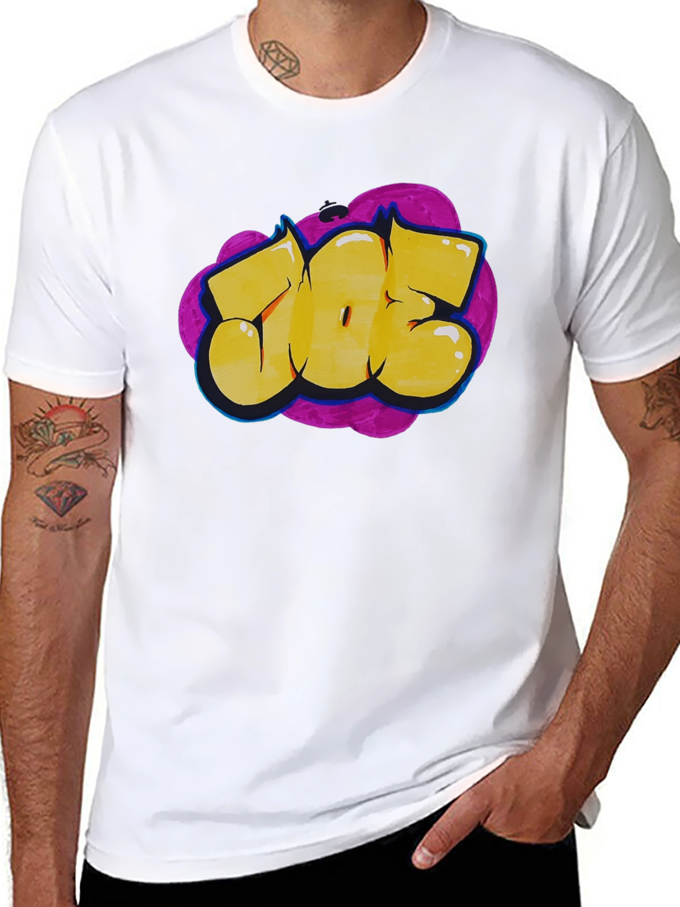 Black Graffiti Style Graphic Tee - Bold Statement T-Shirt view 8