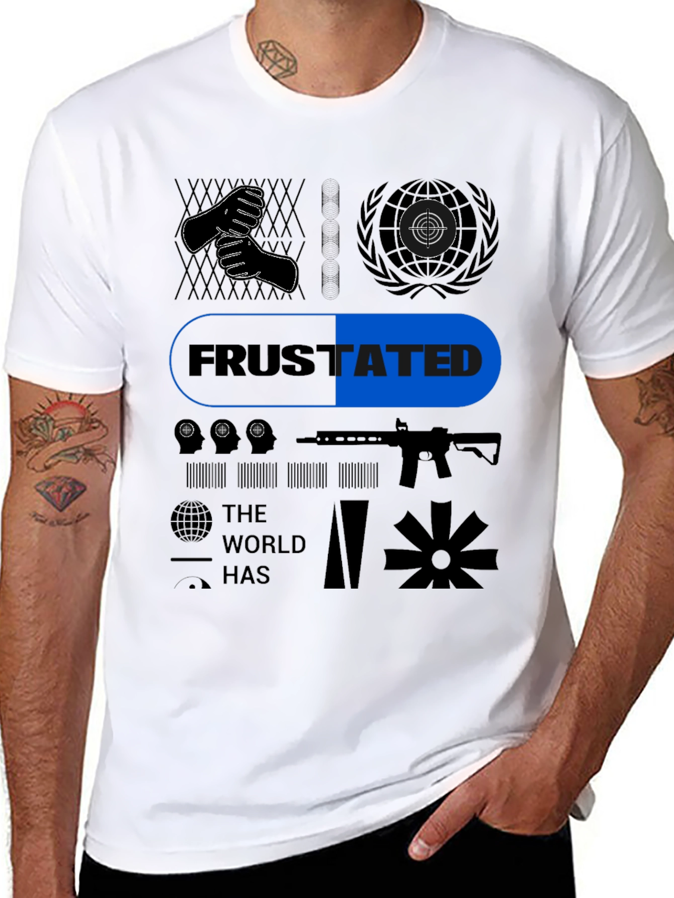 Black Frustrated Graphic T-Shirt - Black view 8