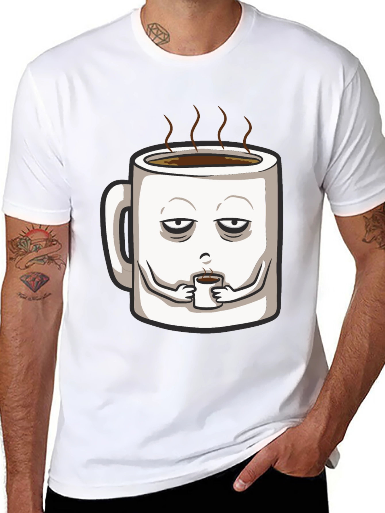 Black Men's "Need Coffee" Graphic Tee - Black view 8