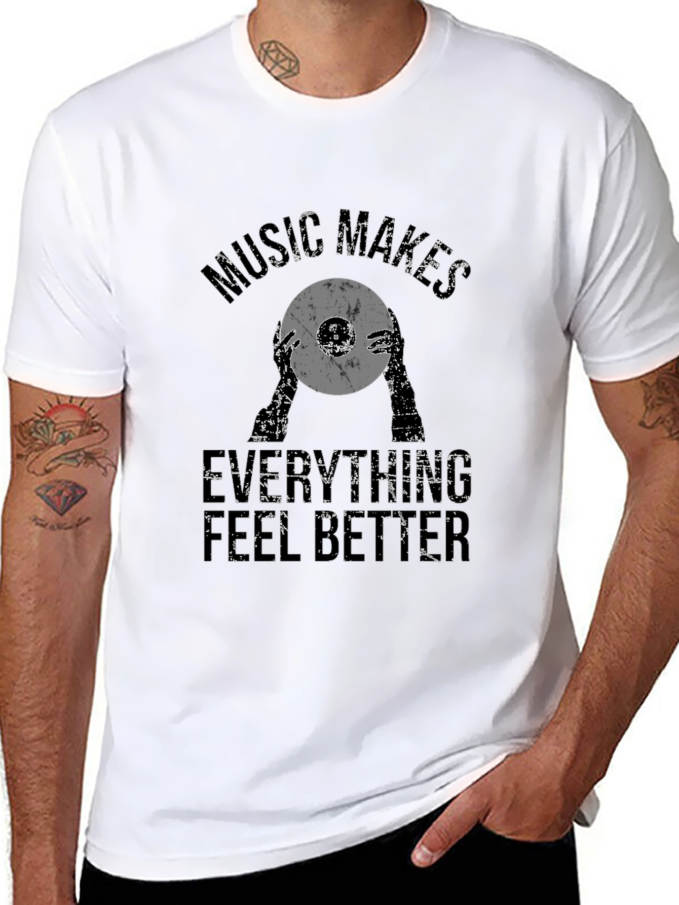 Black Music Makes Everything Better Black Graphic Tee view 8