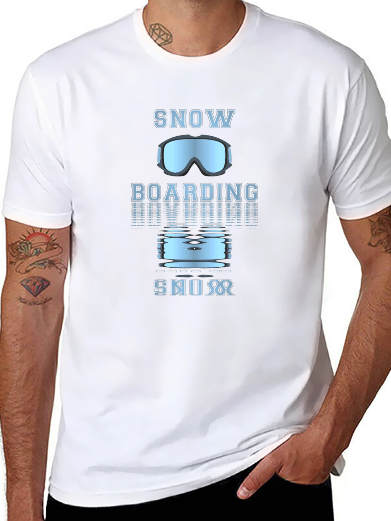 Black Snowboarding Graphic Tee - Black Cotton view 8