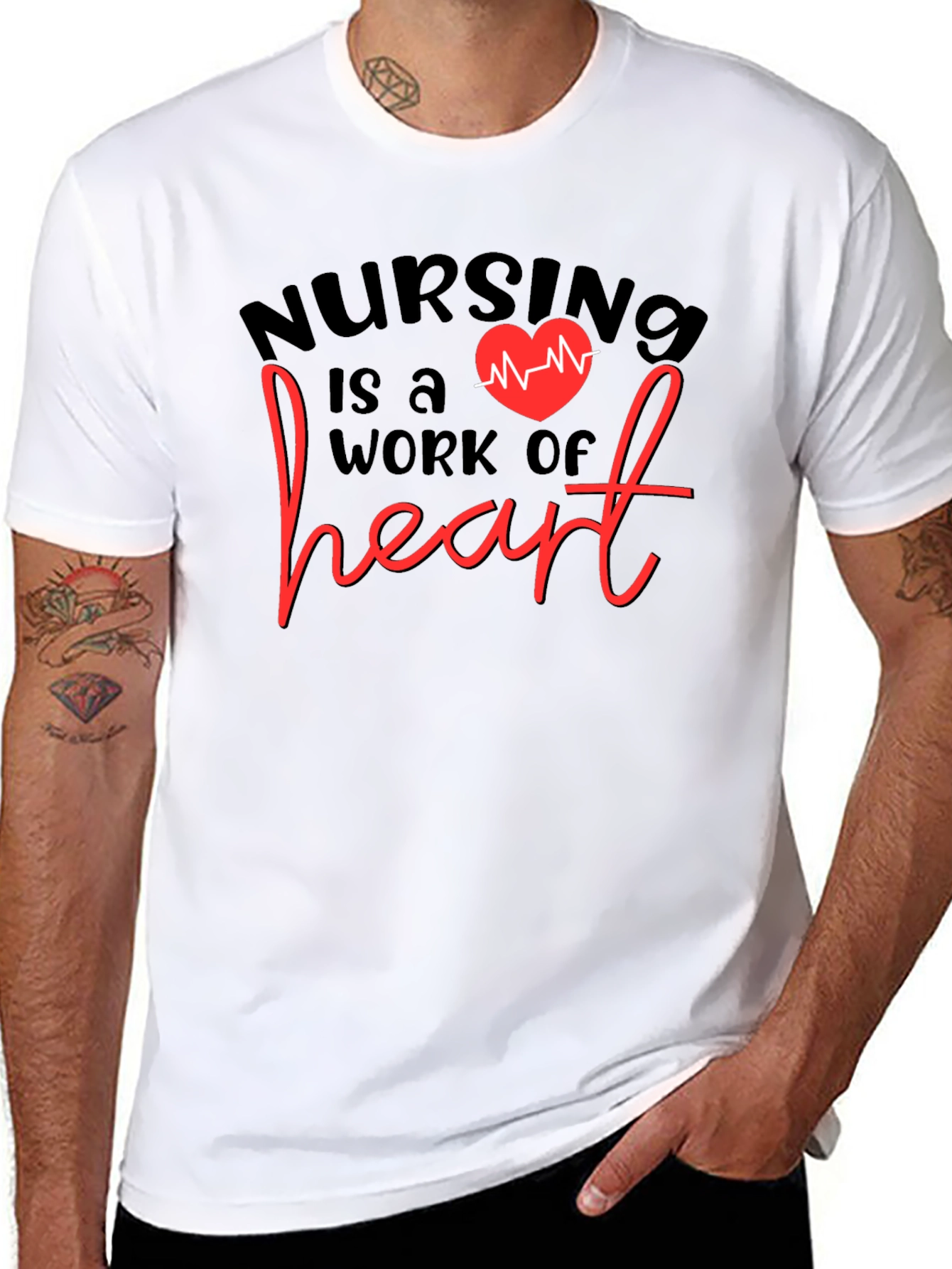 Black Nursing is a Work of Heart T-Shirt view 8