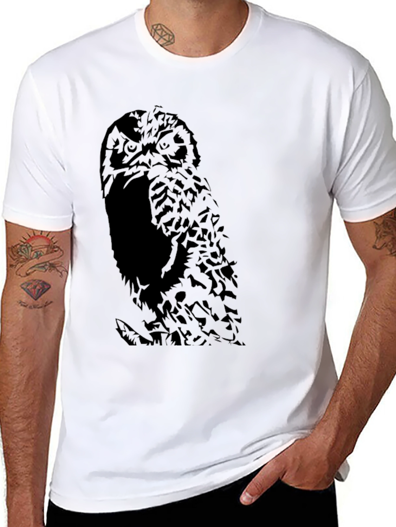 Black Owl Graphic Black T-Shirt view 8