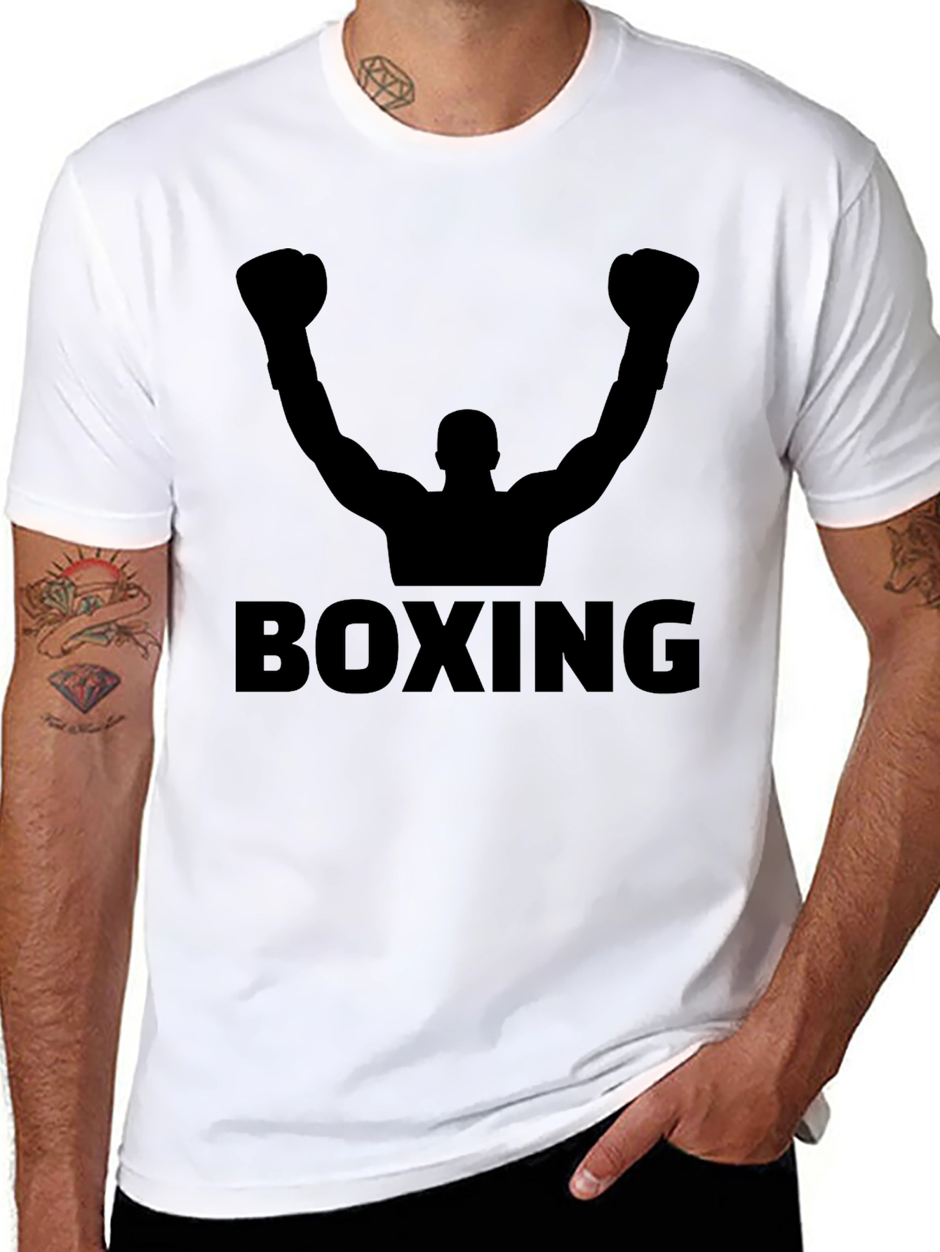 Black Boxing Silhouette Graphic Tee - Black view 8