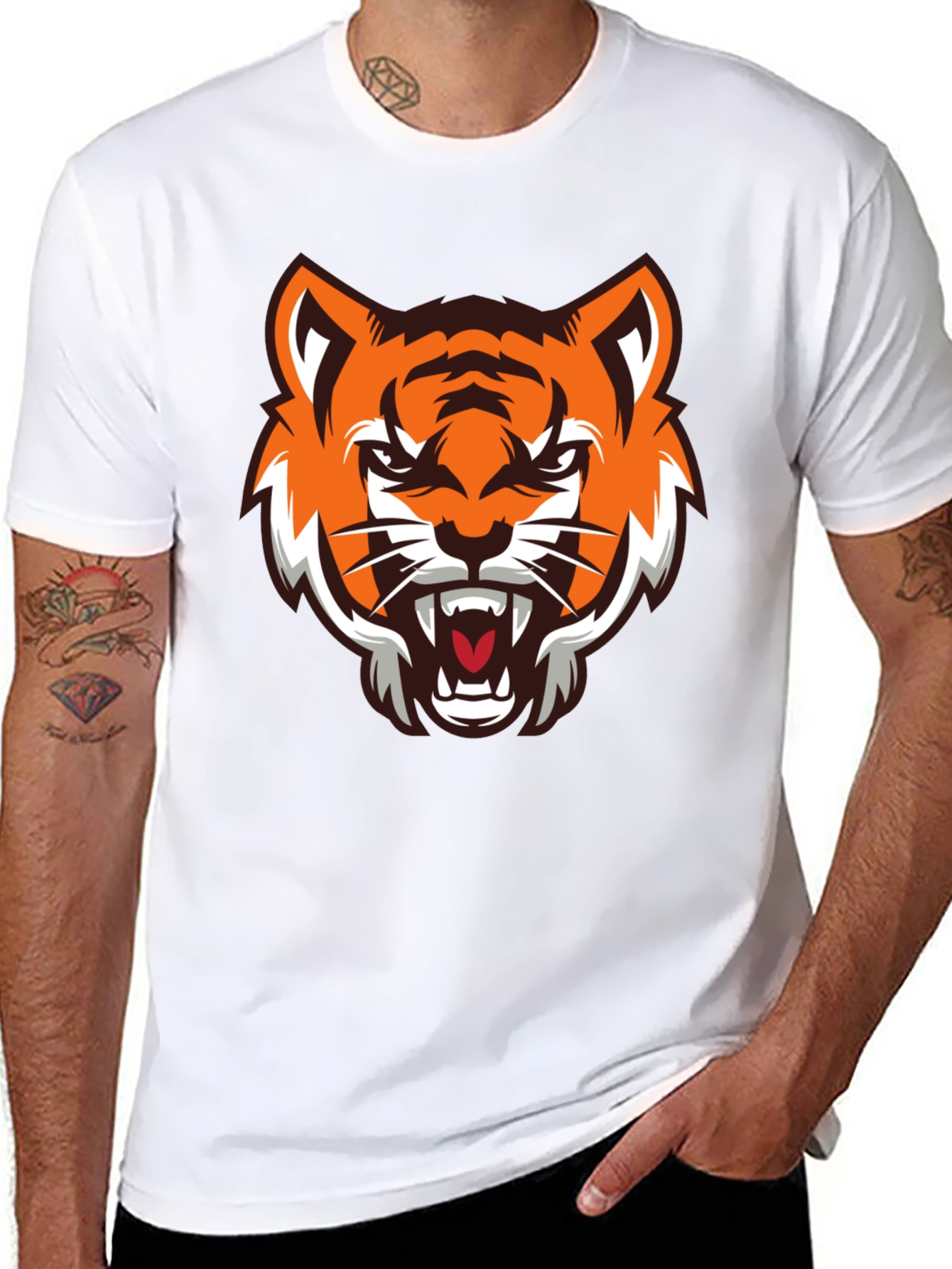 Black Tiger Graphic Black T-Shirt view 8