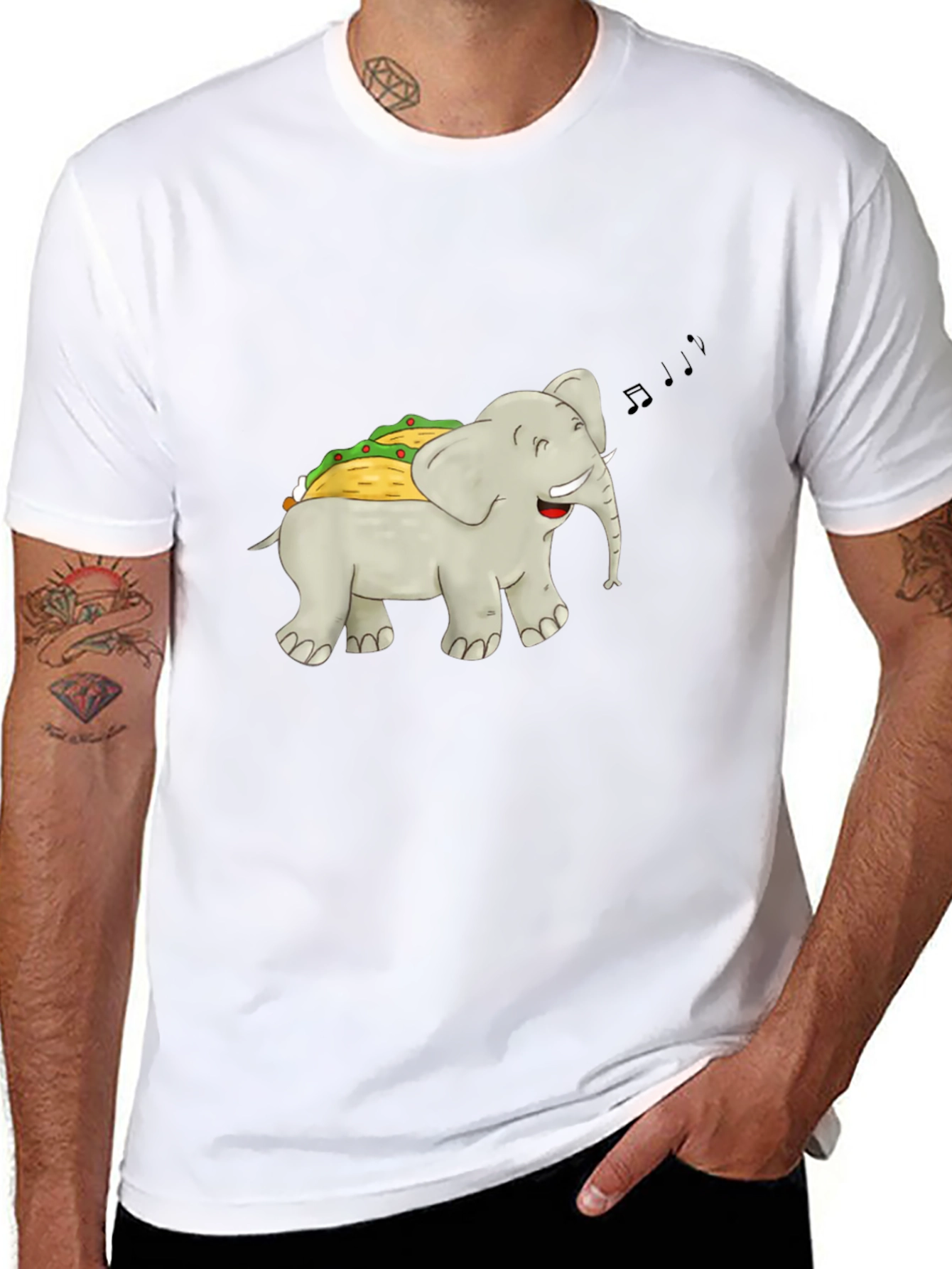 Black Elephant Taco Funny Graphic T-Shirt view 8