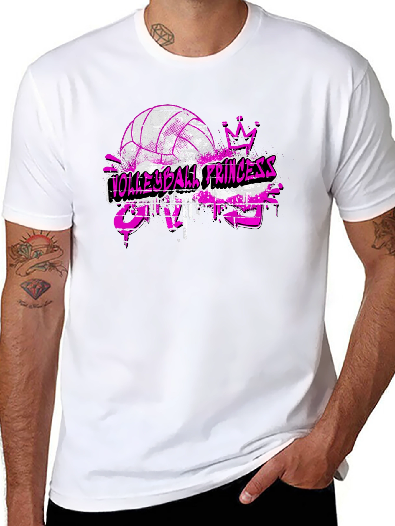 Black Volleyball Princess Crazy T-Shirt view 8