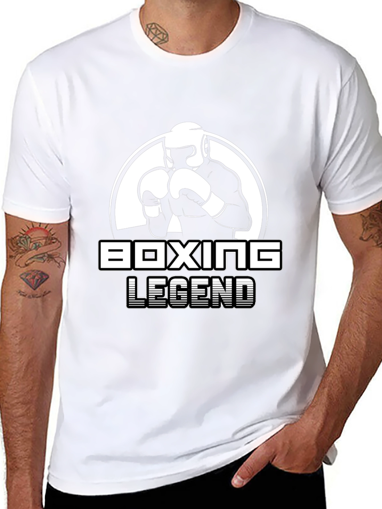 Boxing Legend Graphic Tee - Black Cotton T-Shirt - 8
