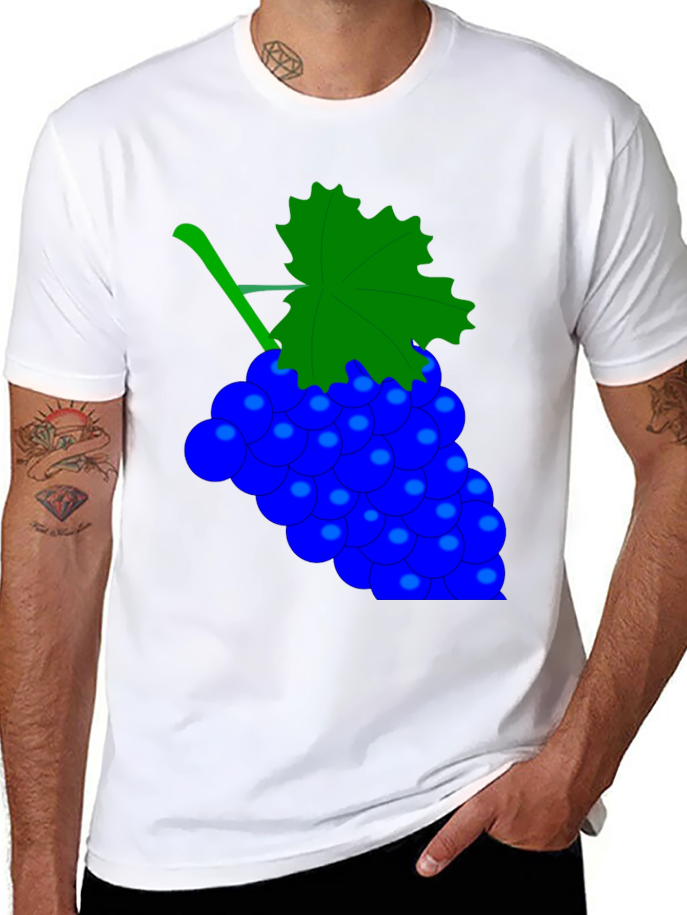 Black Novelty Grape Design Black T-Shirt view 8