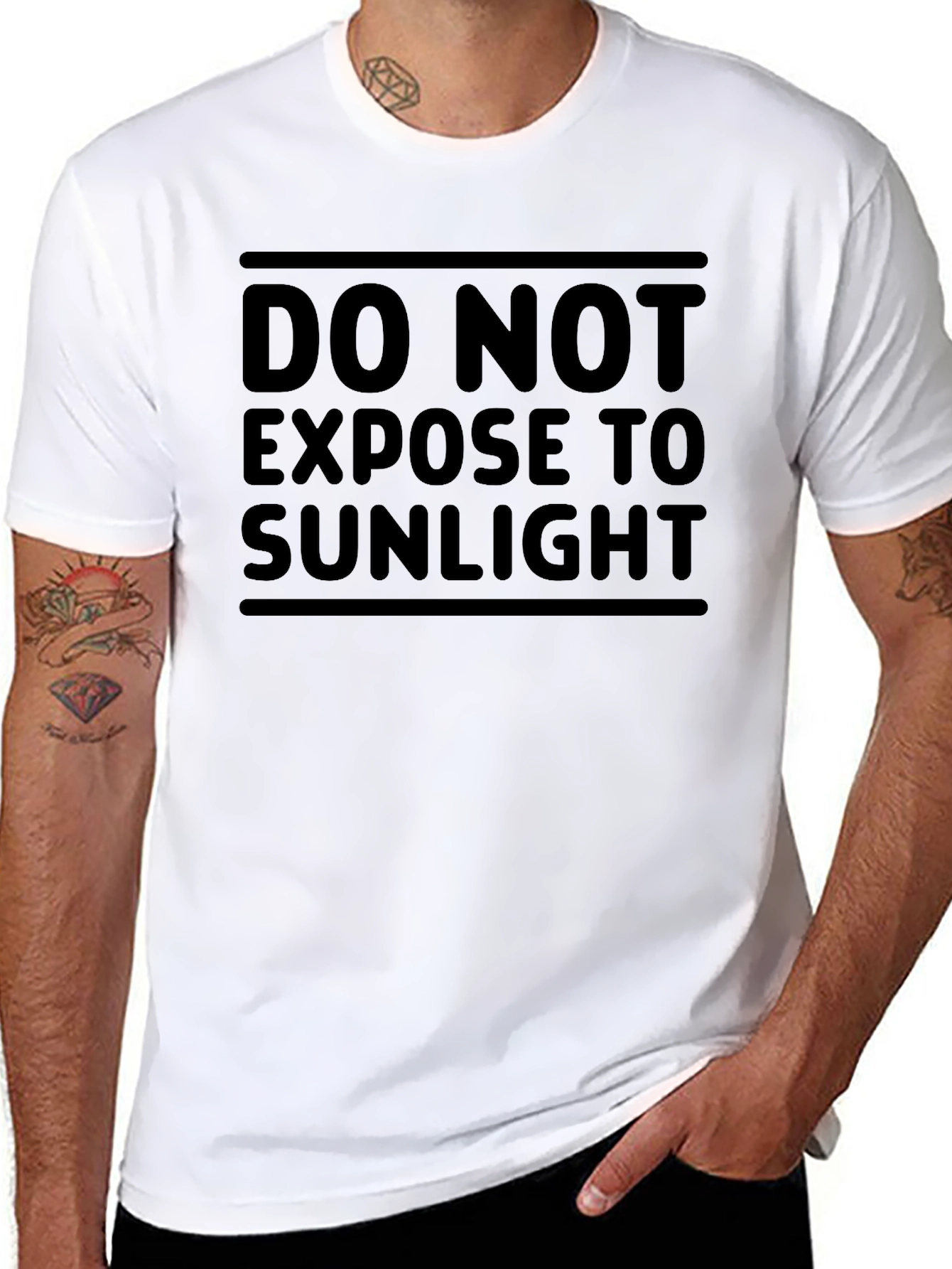 Black Do Not Expose to Sunlight Graphic Tee - Soft Cotton view 8
