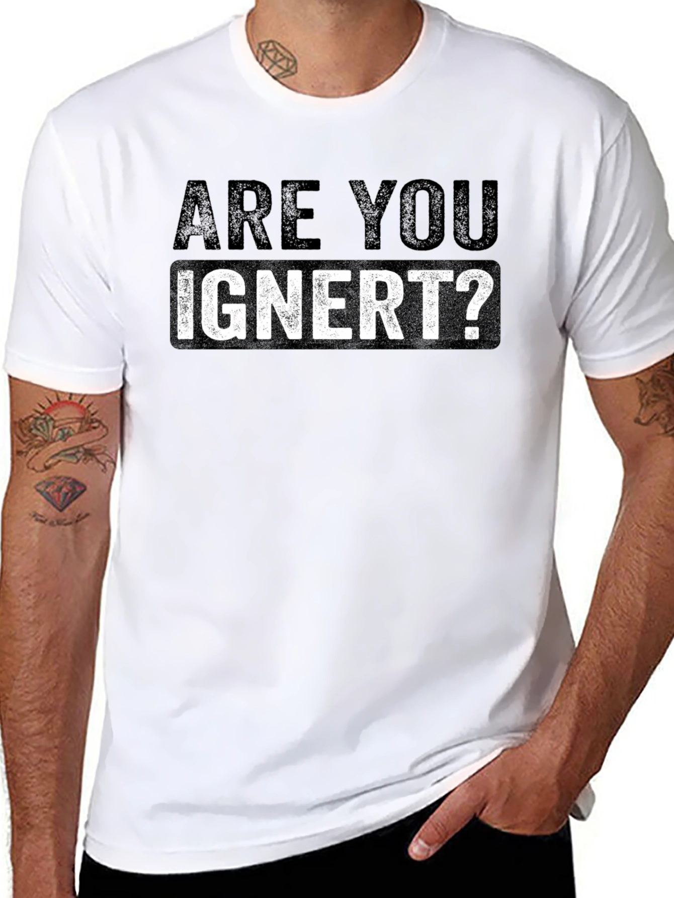 Black Are You Ignert? Graphic Novelty Men's T-Shirt view 8