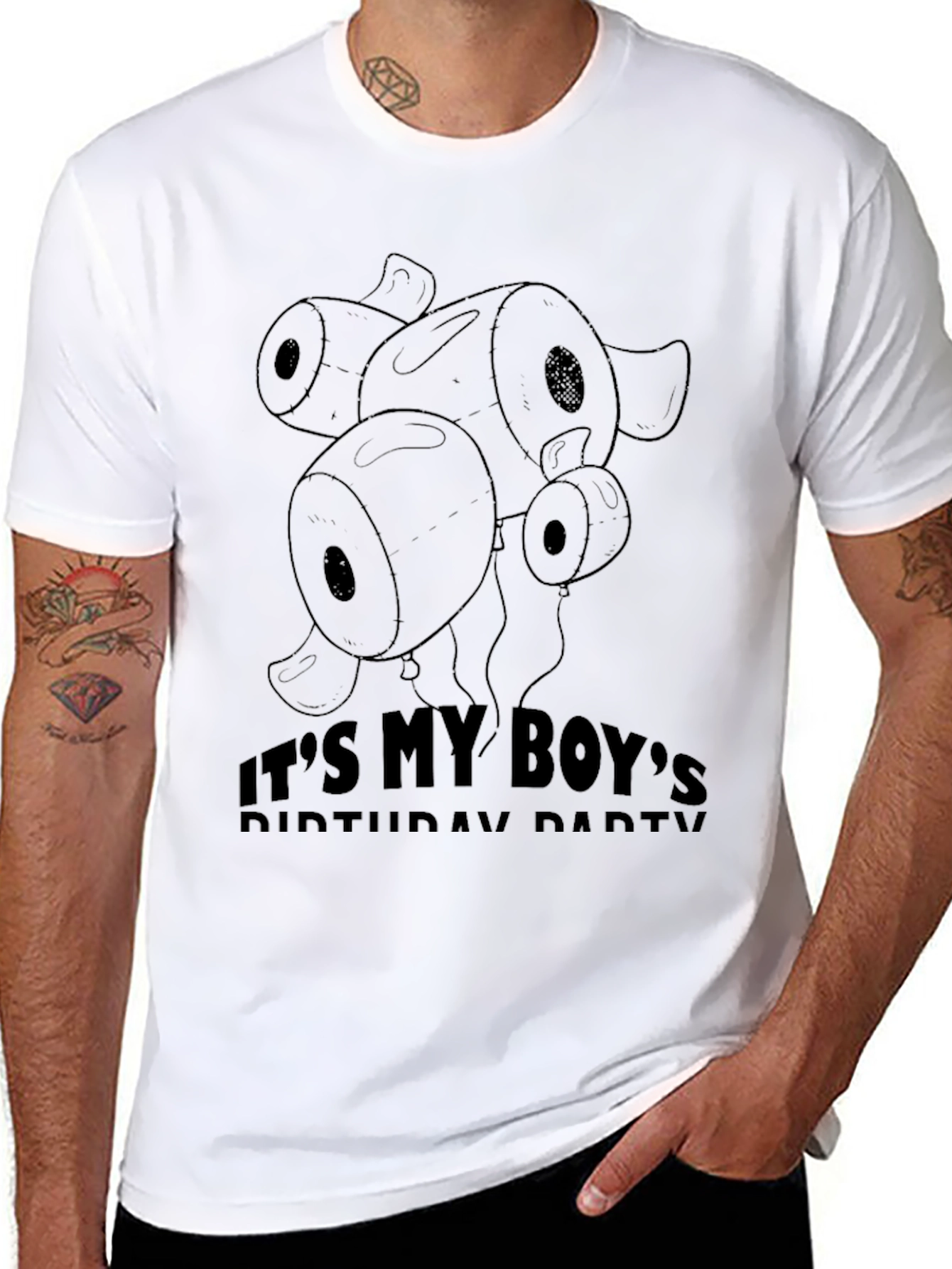 Black It's My Boy's Birthday Party T-Shirt view 8