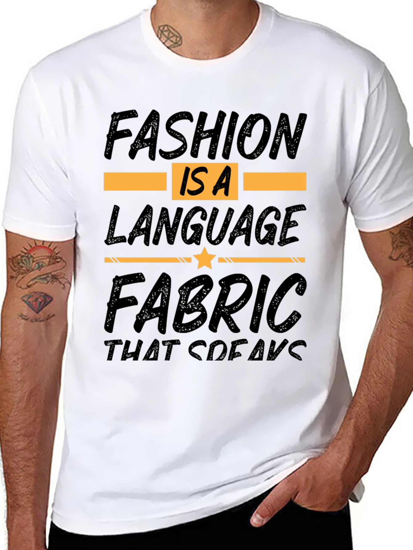 Fashion Is A Language Black Graphic Tee - 8