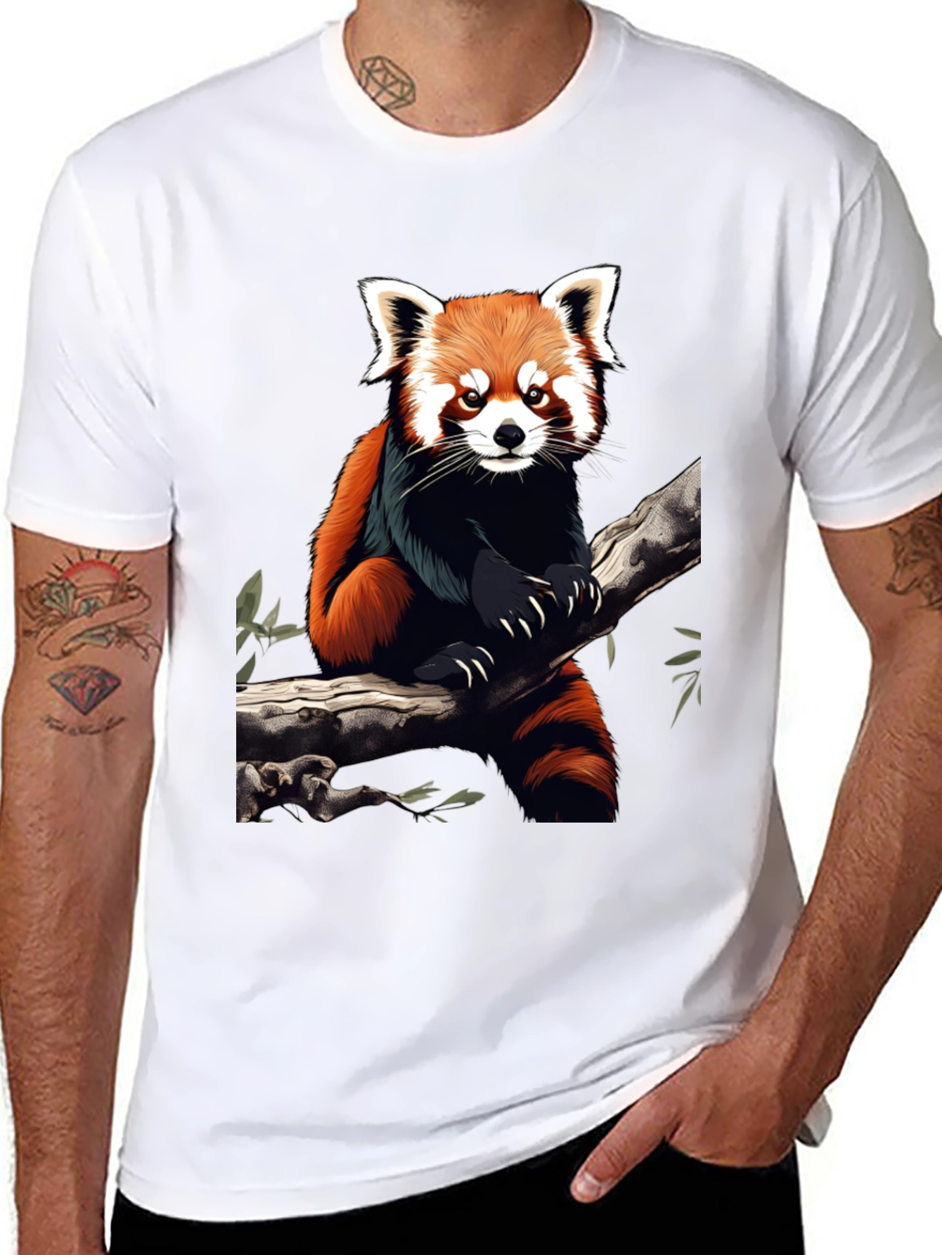 Black Red Panda Graphic Tee - Black Cotton Blend view 8