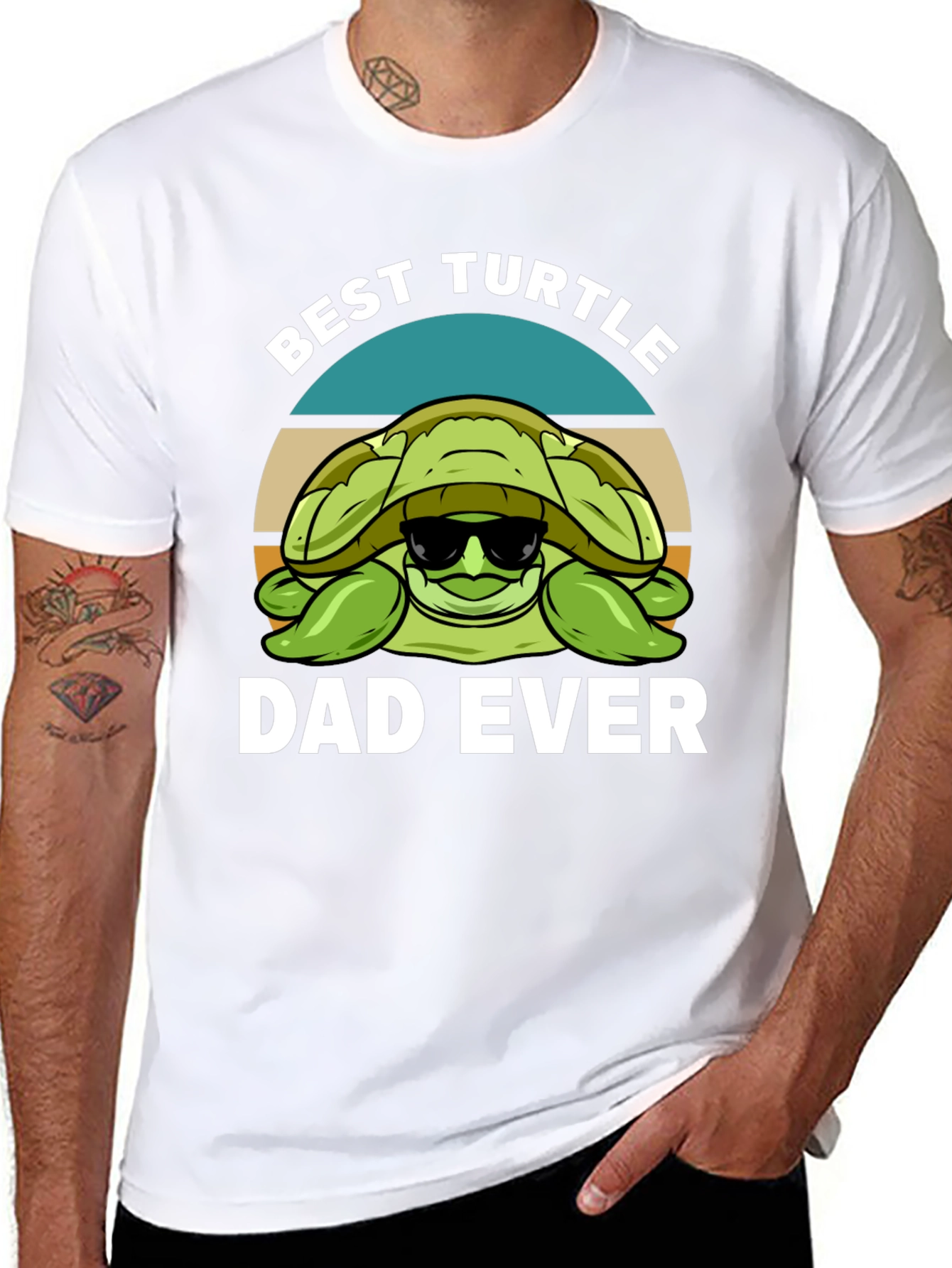Black Best Turtle Dad Ever Graphic T-Shirt view 8